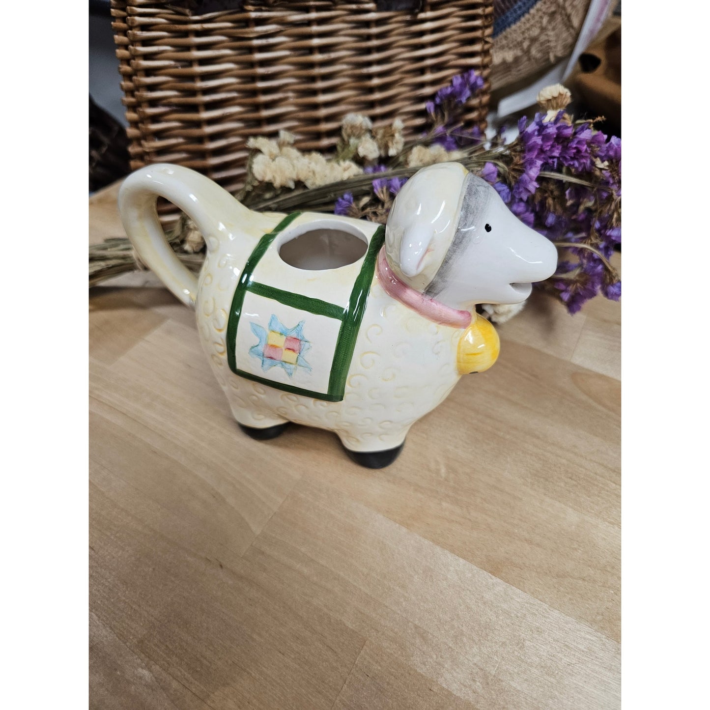 Vintage Ceramic Sheep Lamb Creamer / Pen Holder / Planter
