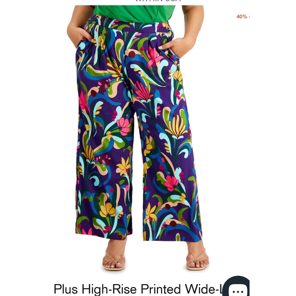 INC International Concepts Retro Mod Print Wide Leg Pants size 10