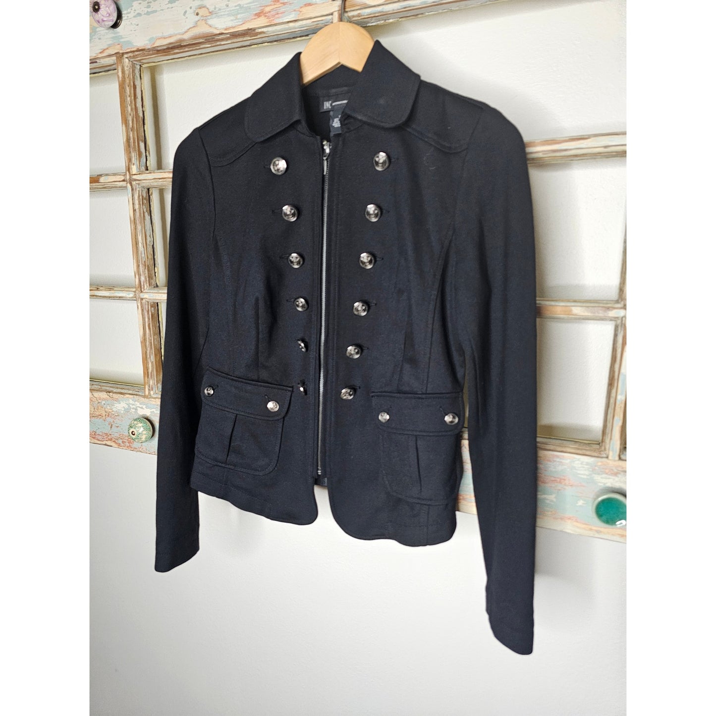 INC International Concepts Black Zip Front Military Jackets Size Small