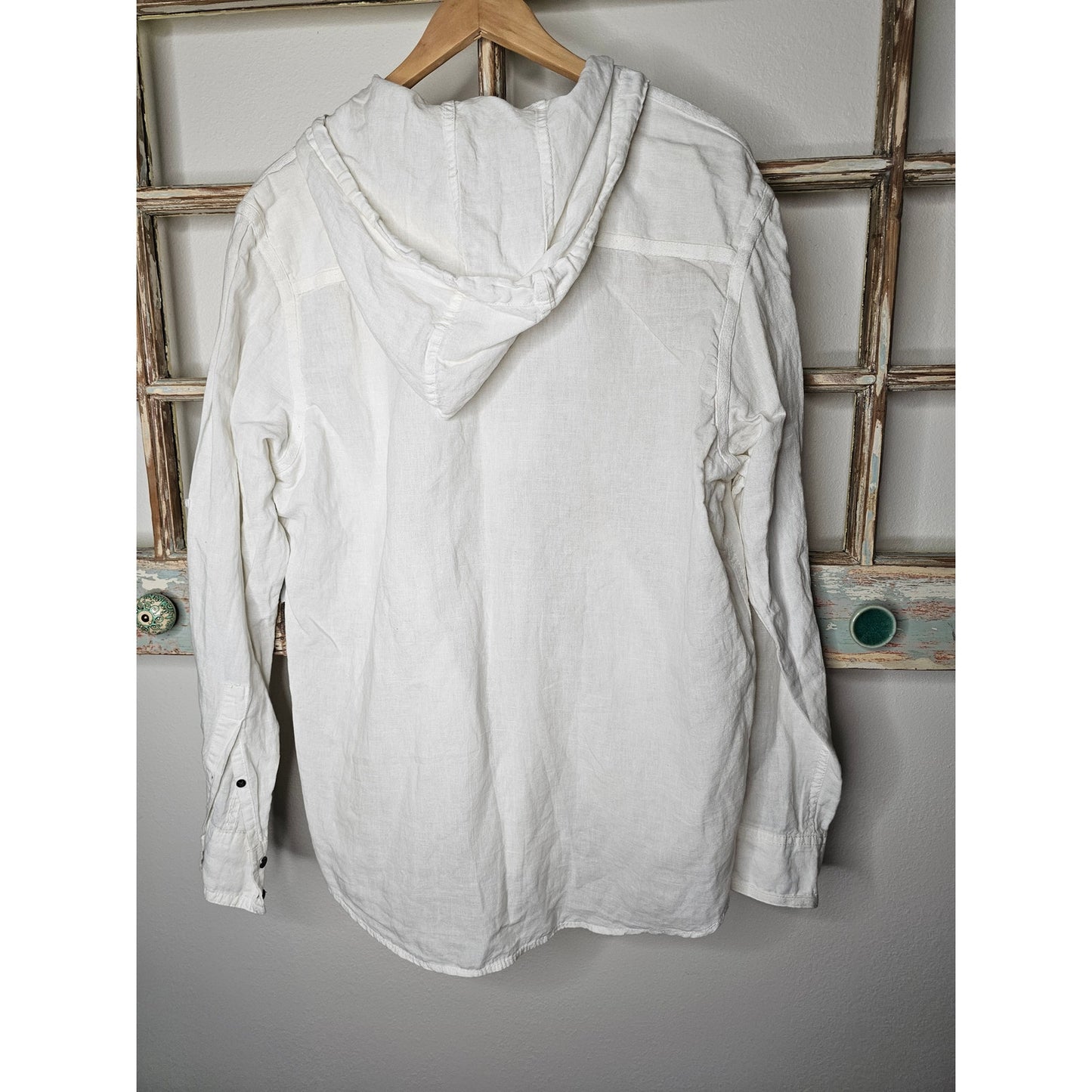 INC International White Linen Pullover Hoodie 1/3 Zip Ladies size XL