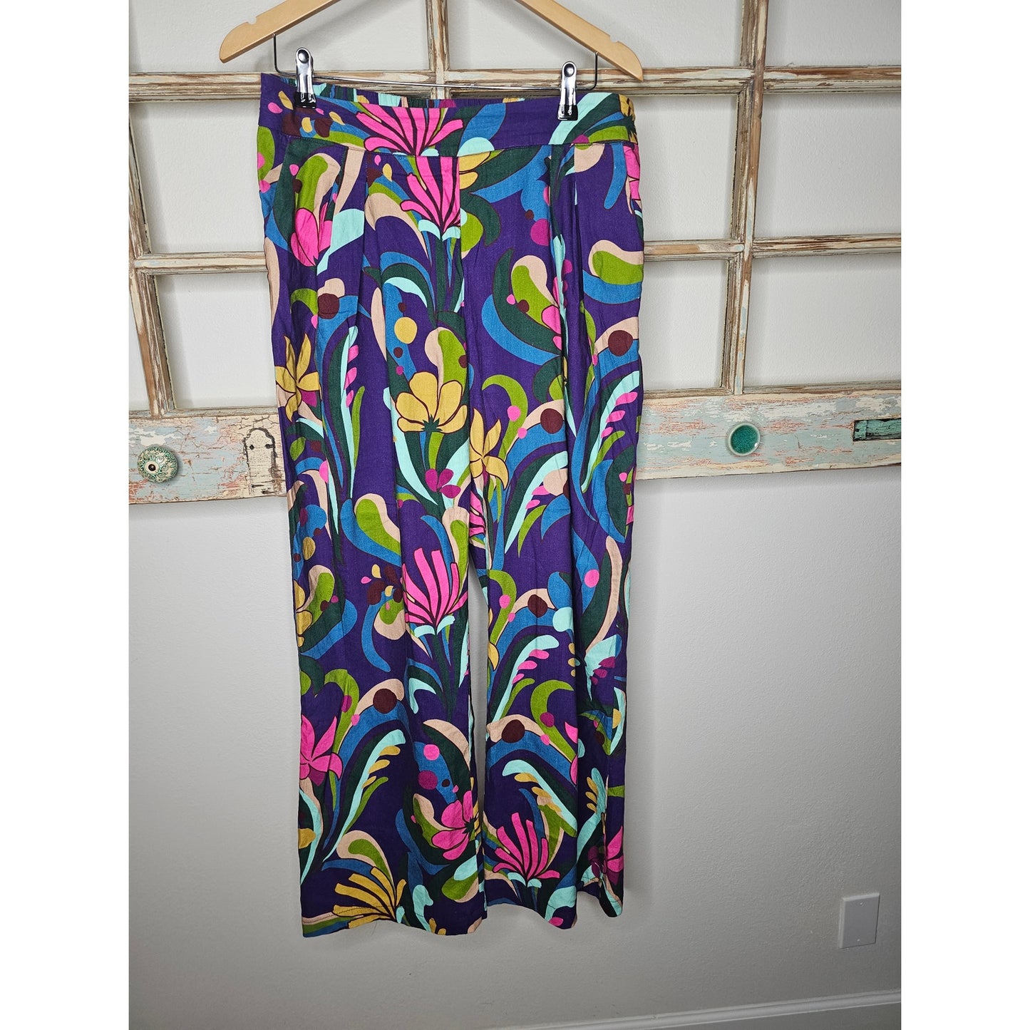 INC International Concepts Retro Mod Print Wide Leg Pants size 10