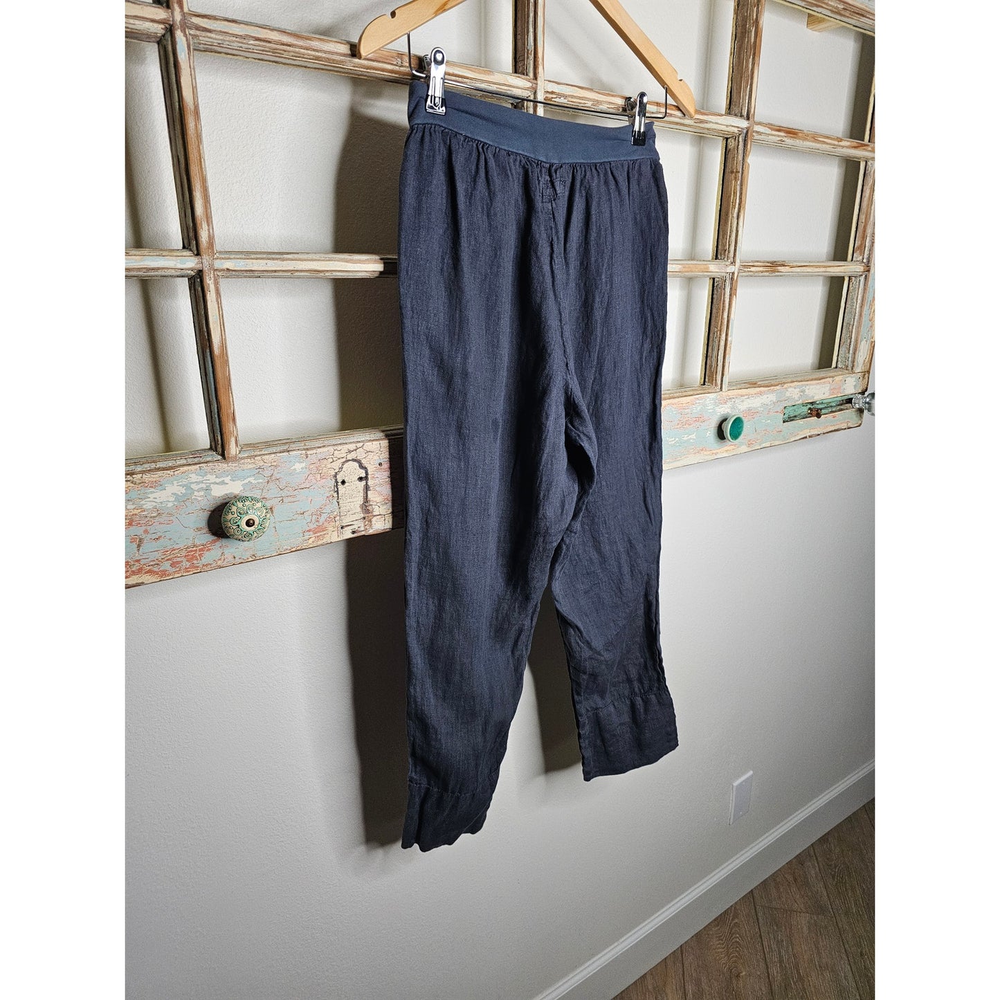 Flax Linen Dark Grey Classic Slimmer Fit Pants Ladies Size Small