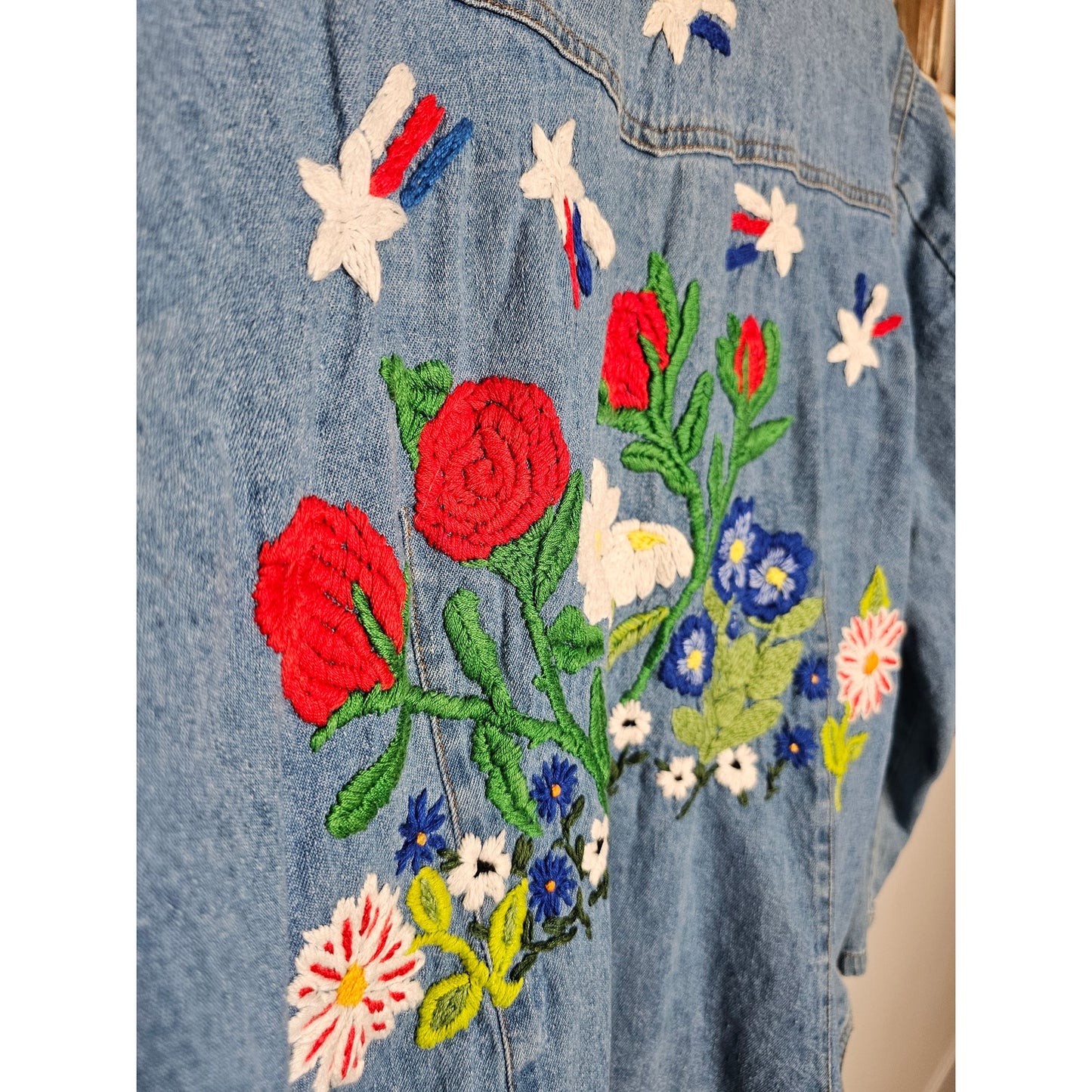 Vintage Denim & Co. Embroidered Blazer W/ Yellow Ribbon/ Solder Military Size 1x