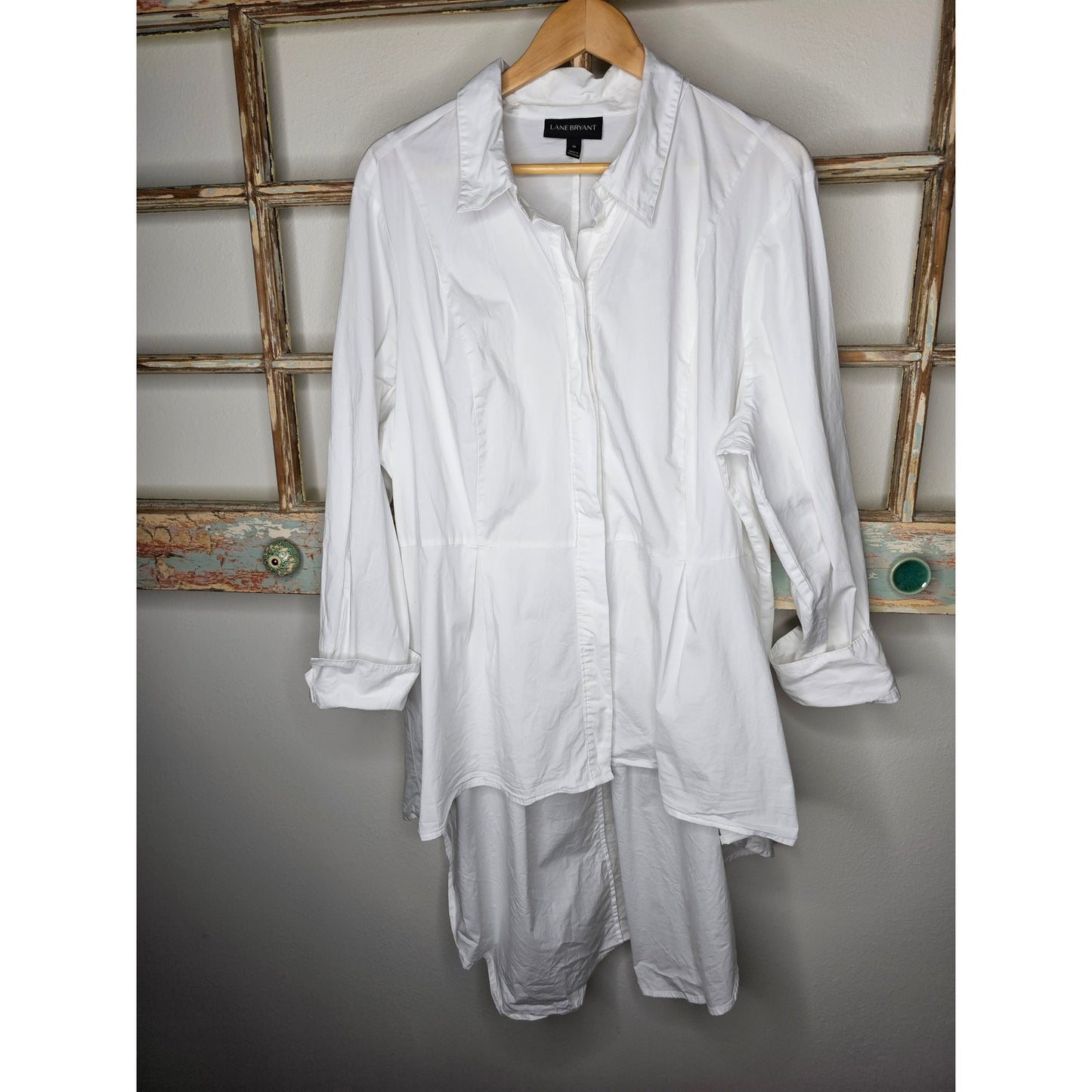 Lane Bryant White Extreme Peplum Tunic Shirt Ladies size 26