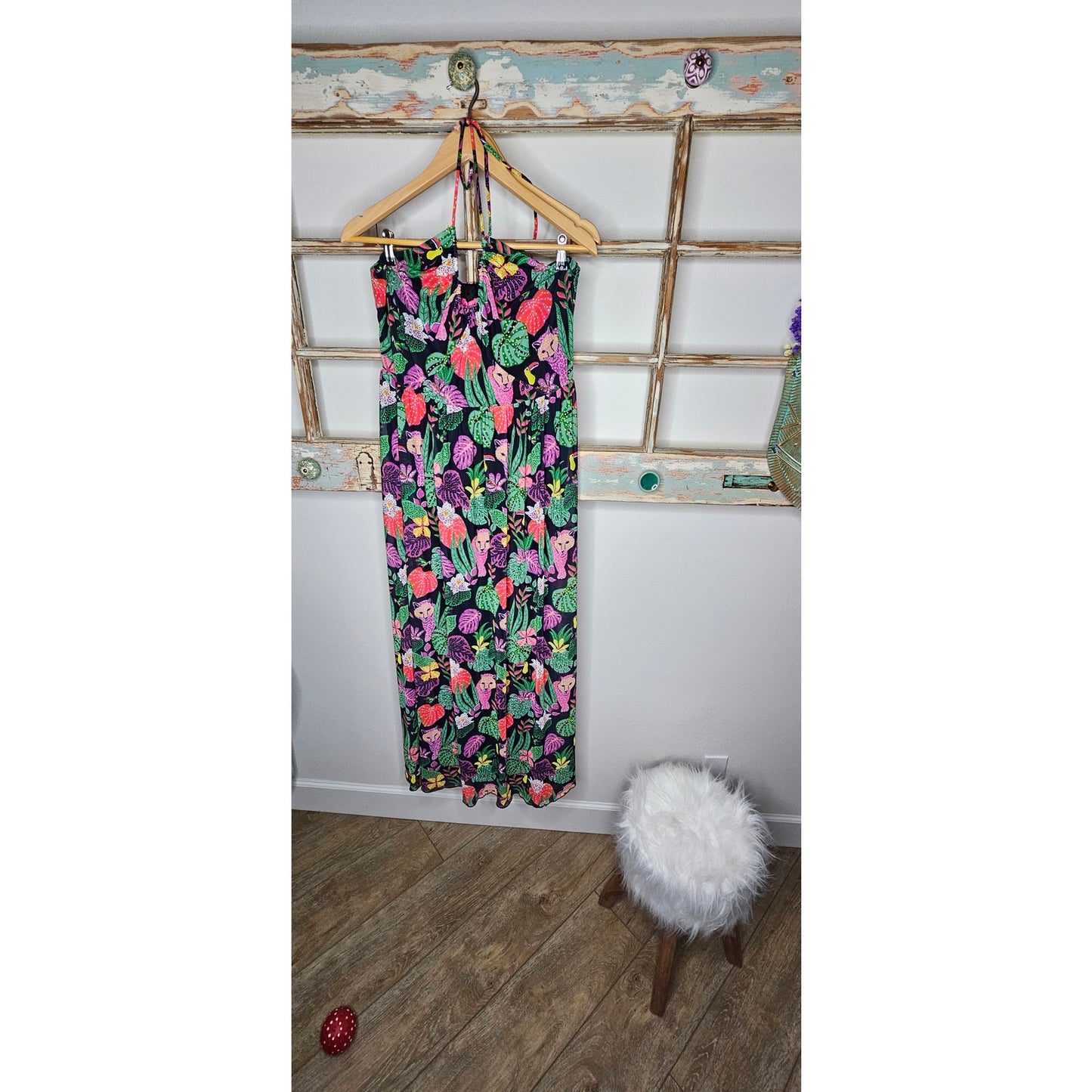 NWT Betsey Johnson Paulina Leopard Halter Maxi Dress XL