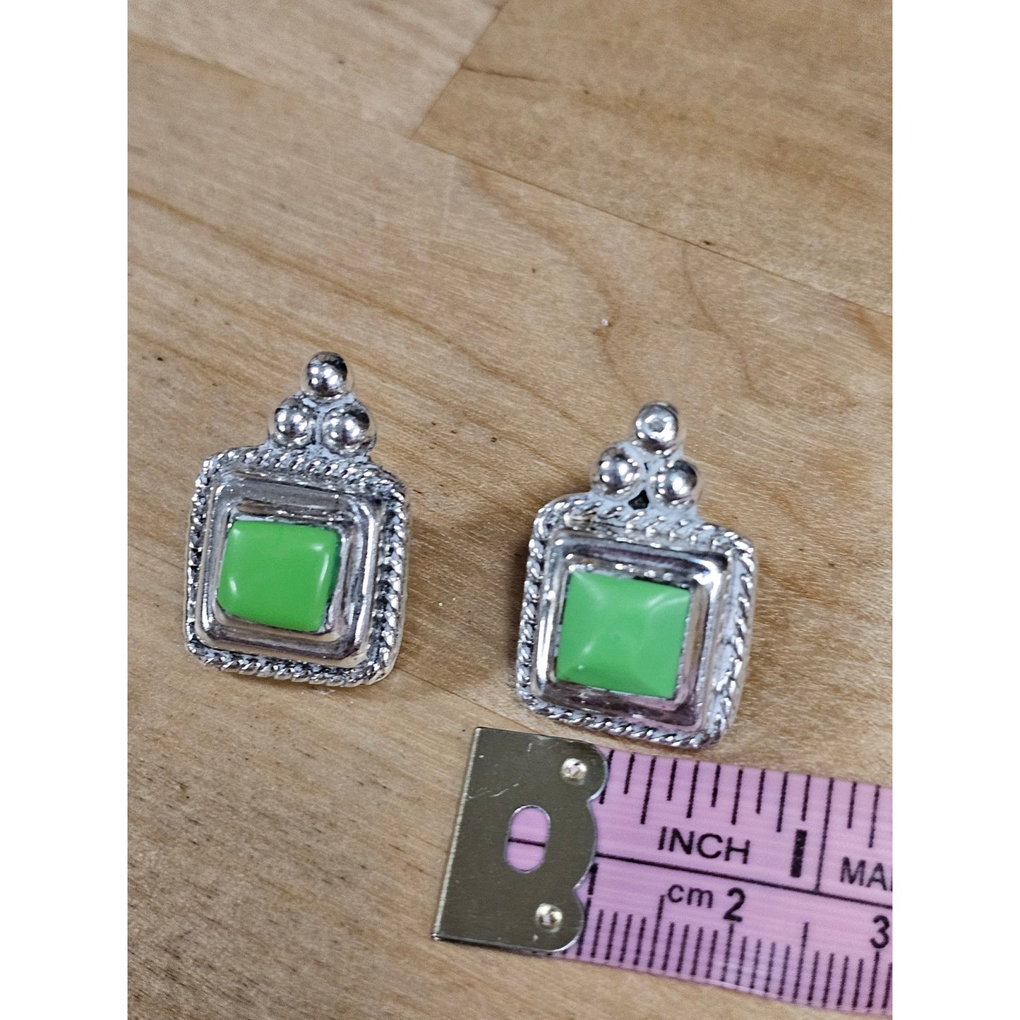TAXCO Sterling Silver Green Turquoise Post Earrings