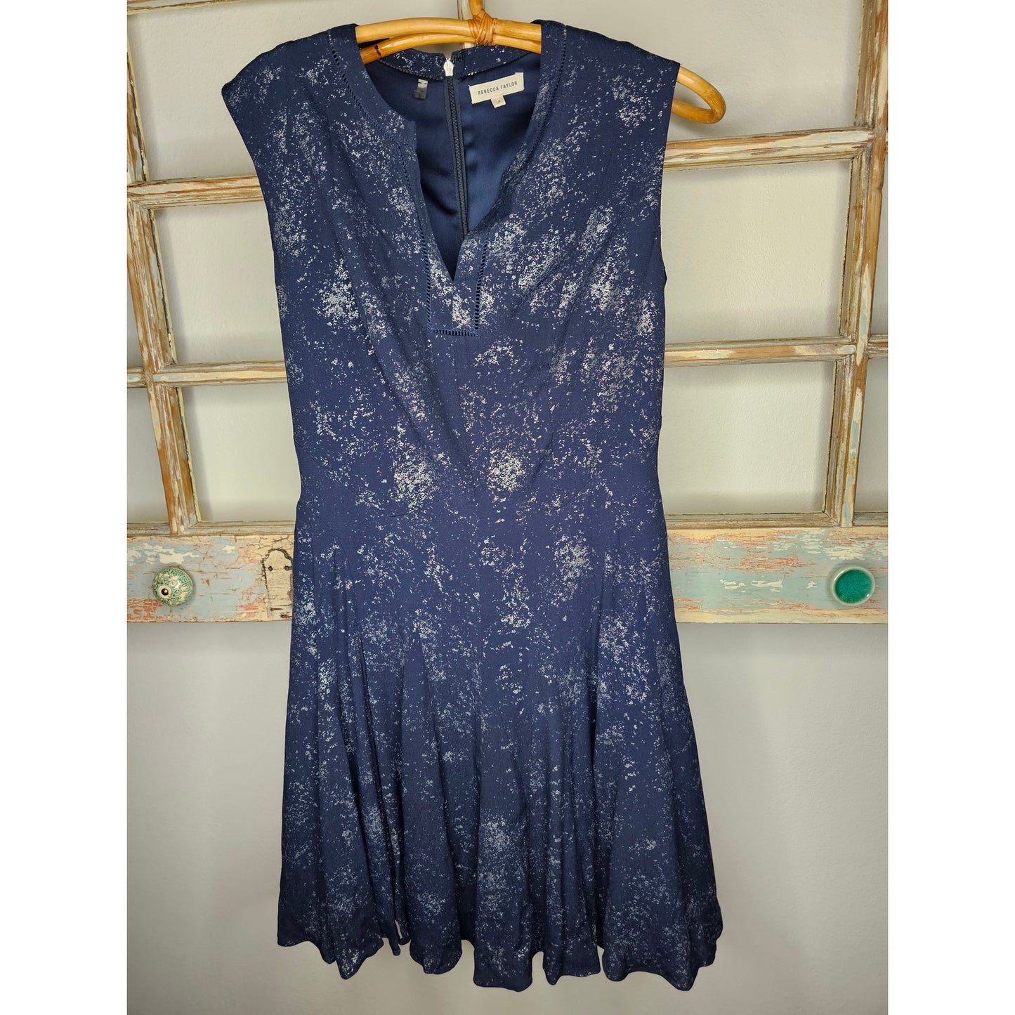 NWOT Rebecca Taylor Lined Size 4 Blue Godet Sleeveless Dress
