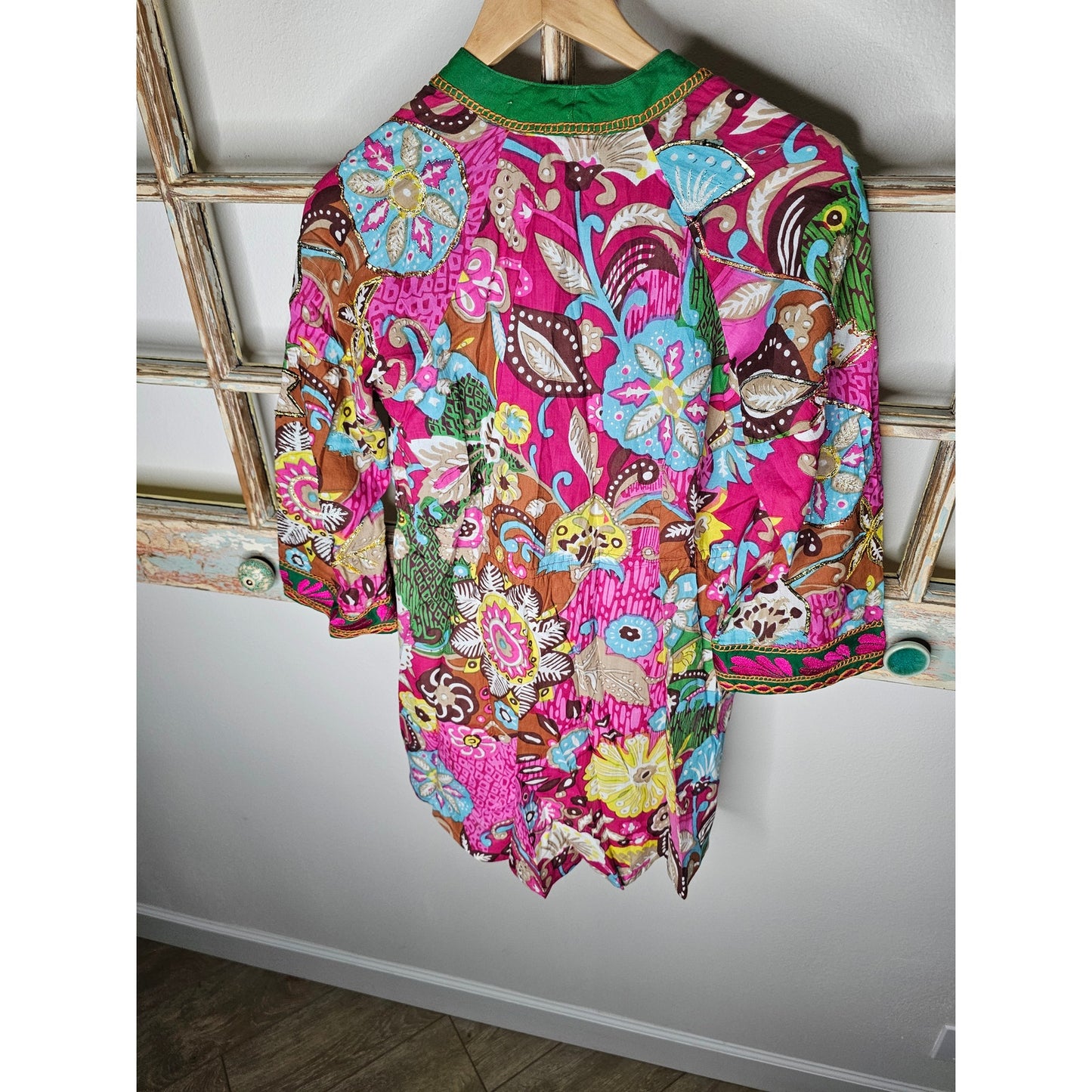 Sandy Starkman Embellished Boho Tunic Top Embroidered Ladies Size Small