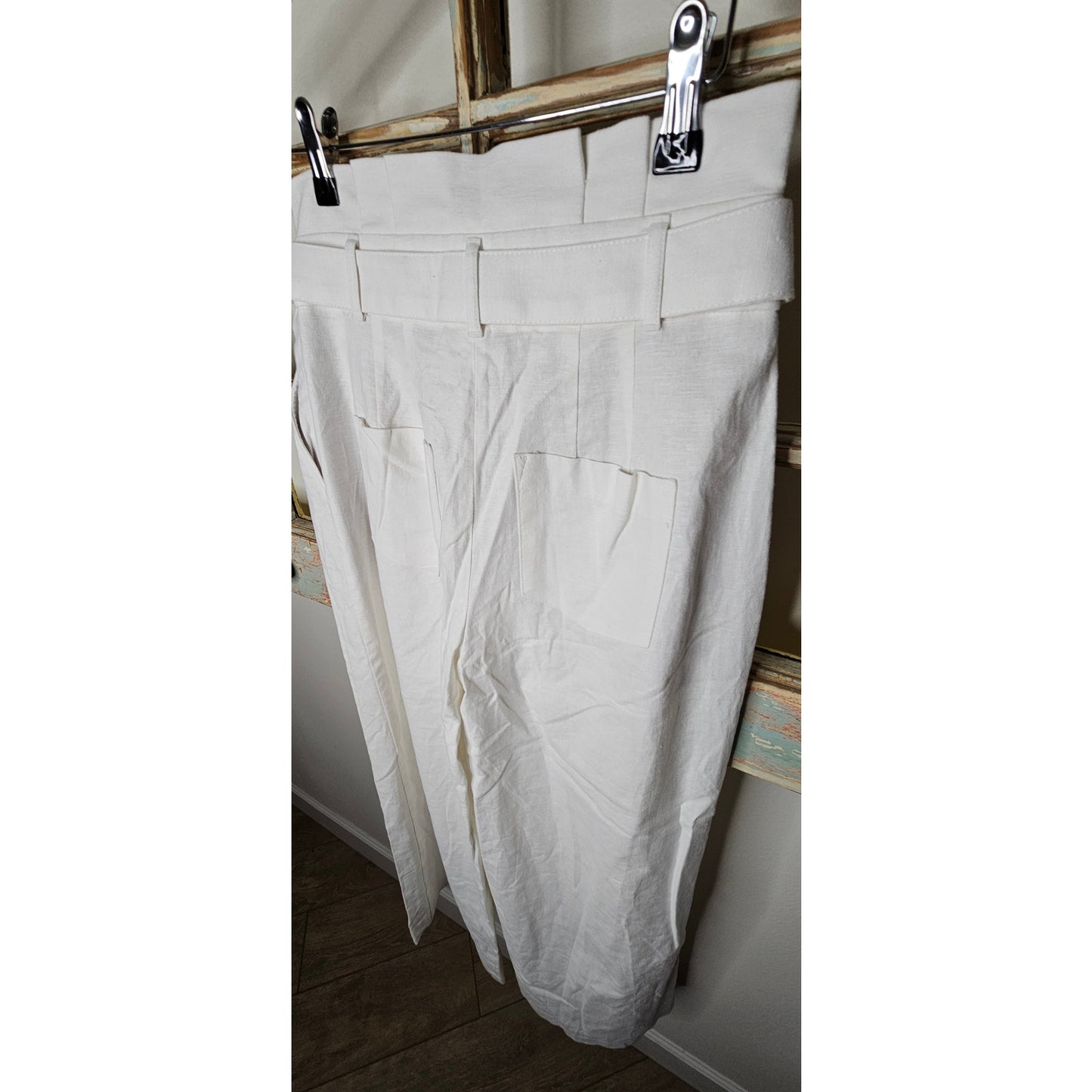 NWT Express White Linen Blend Wide Leg Dress Pants Ladies size 4R