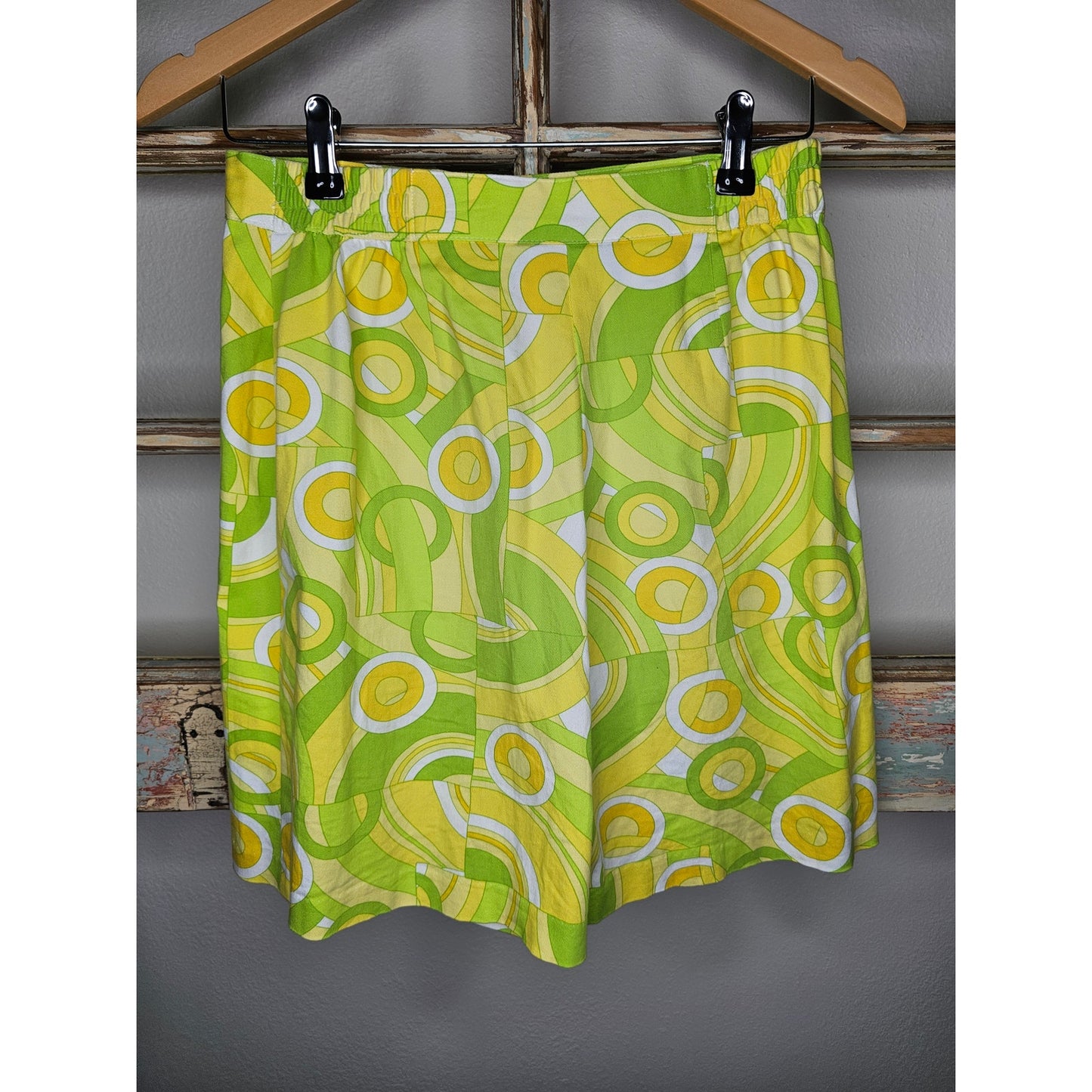 Retro MOD 60's Vibe Skort Ladies Size 10 yellows & Greens