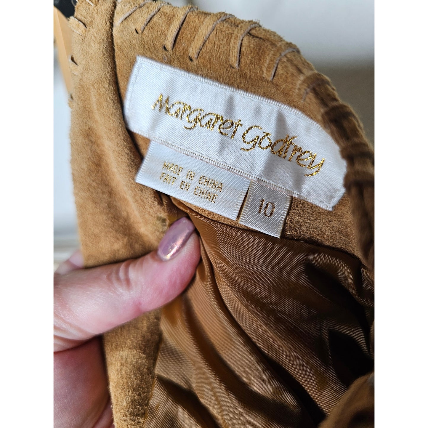 Vintage Margaret Godfrey Sued Leather Maxi Skirt ladies size 10