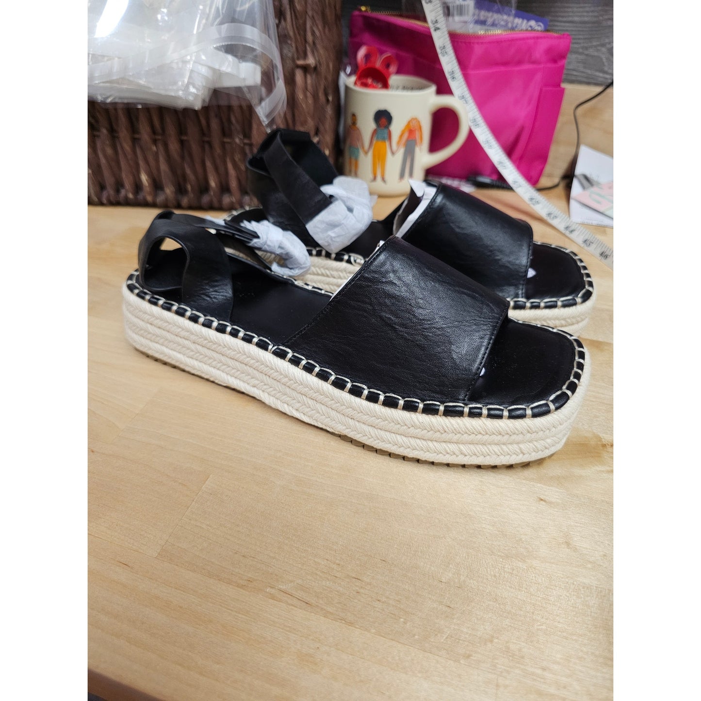 NWT Asos Design Joyful Flatform Espadrilles in black ladies size 7
