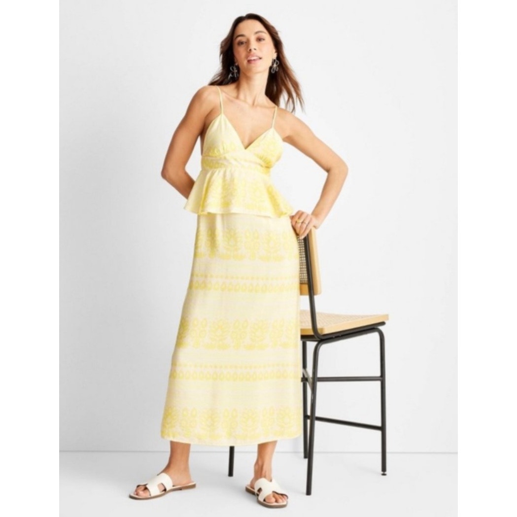 NWT Jenny K Lopez Future Collective Yellow Island Midi Dress Ladies size 6
