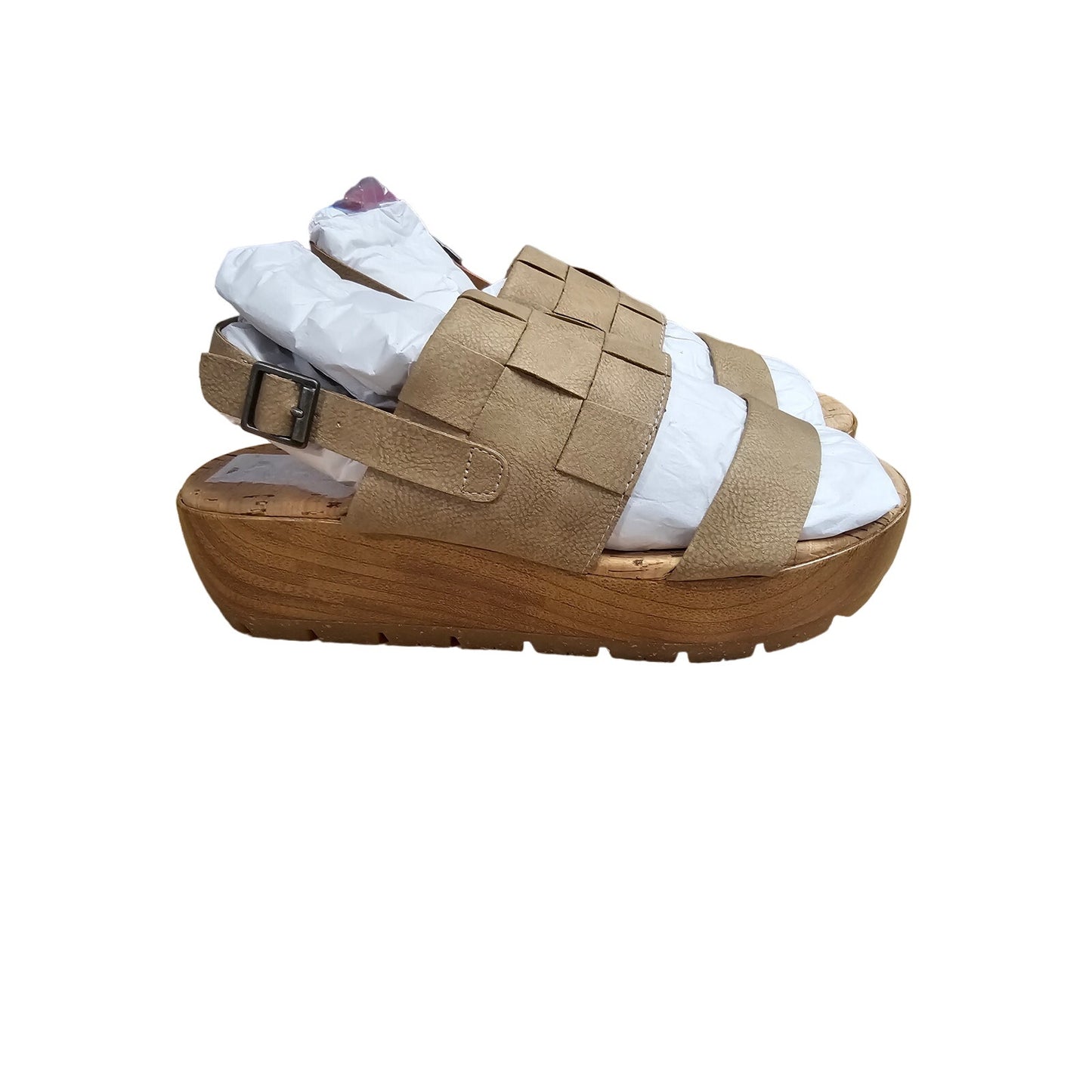 NWOB Korks Fraya natural Leather Comfort Wedge Sandals Ladies size 8