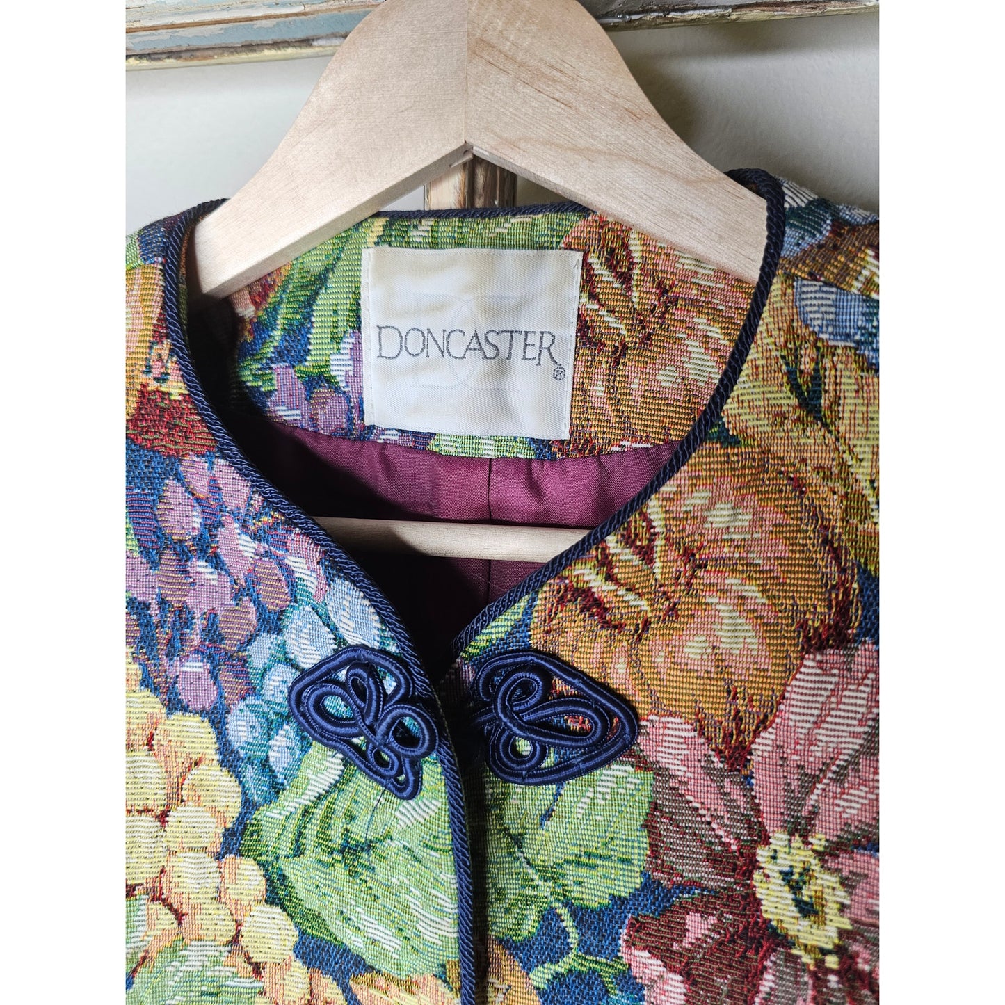 Vintage Don Caster 80's Fruit Brocade Cropped Blazer Ladies size Medium