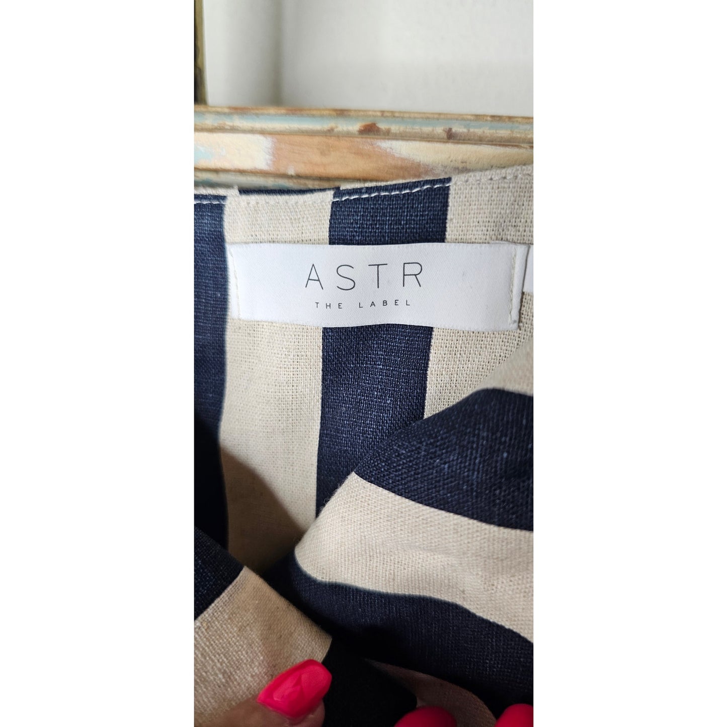 NWOT Astr The Label Linen Striped Bodycon Dress Ladies size Large