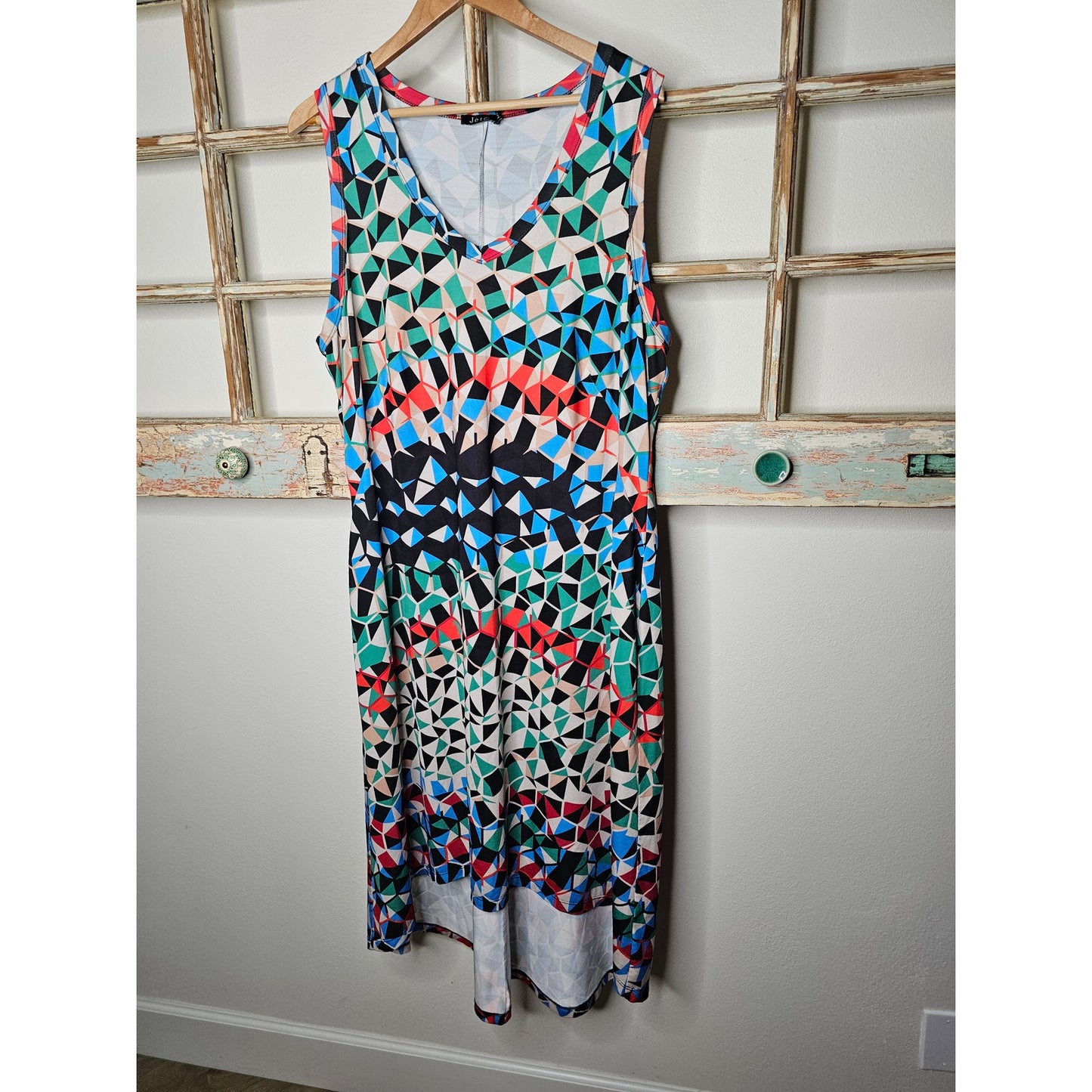 Ladies Jete Geometric Sleeveless Hi-low Dress V-neck size 1X