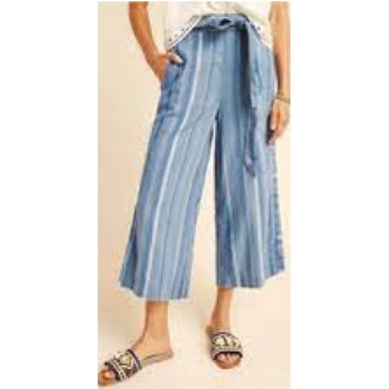 NWT Anthropologie Linen Laguna Cropped Ladies Wide Leg Pants size XL