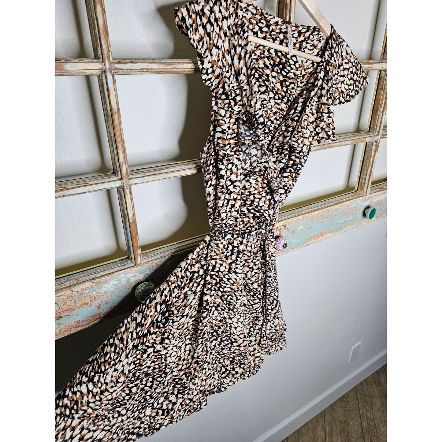 Free People Wrap Dress French Quarter Animal Print Mini Ladies size Medium