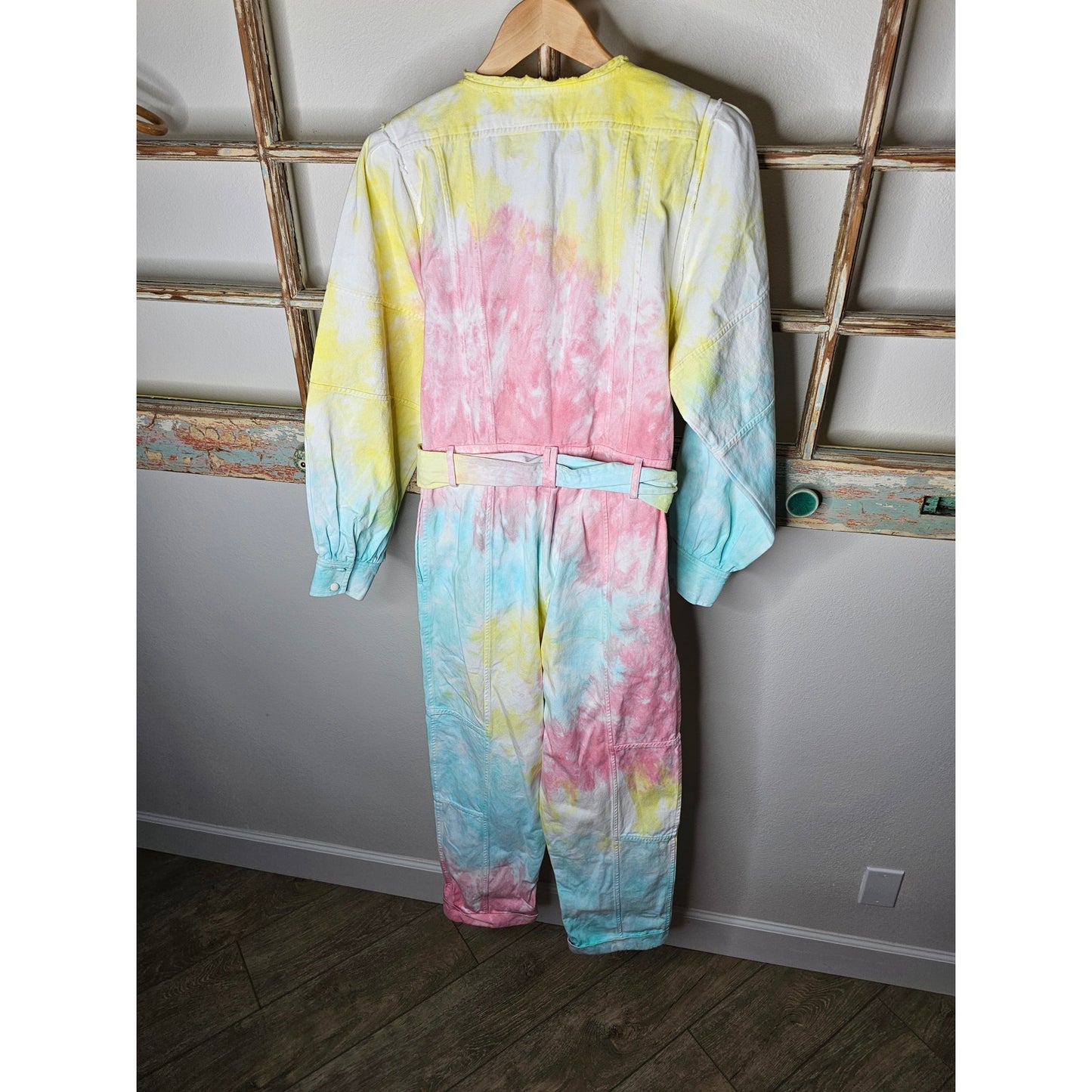 NWT Love Shack Fancy Paca Jumpsuit Rainbow Radial Tie Dye Size 6