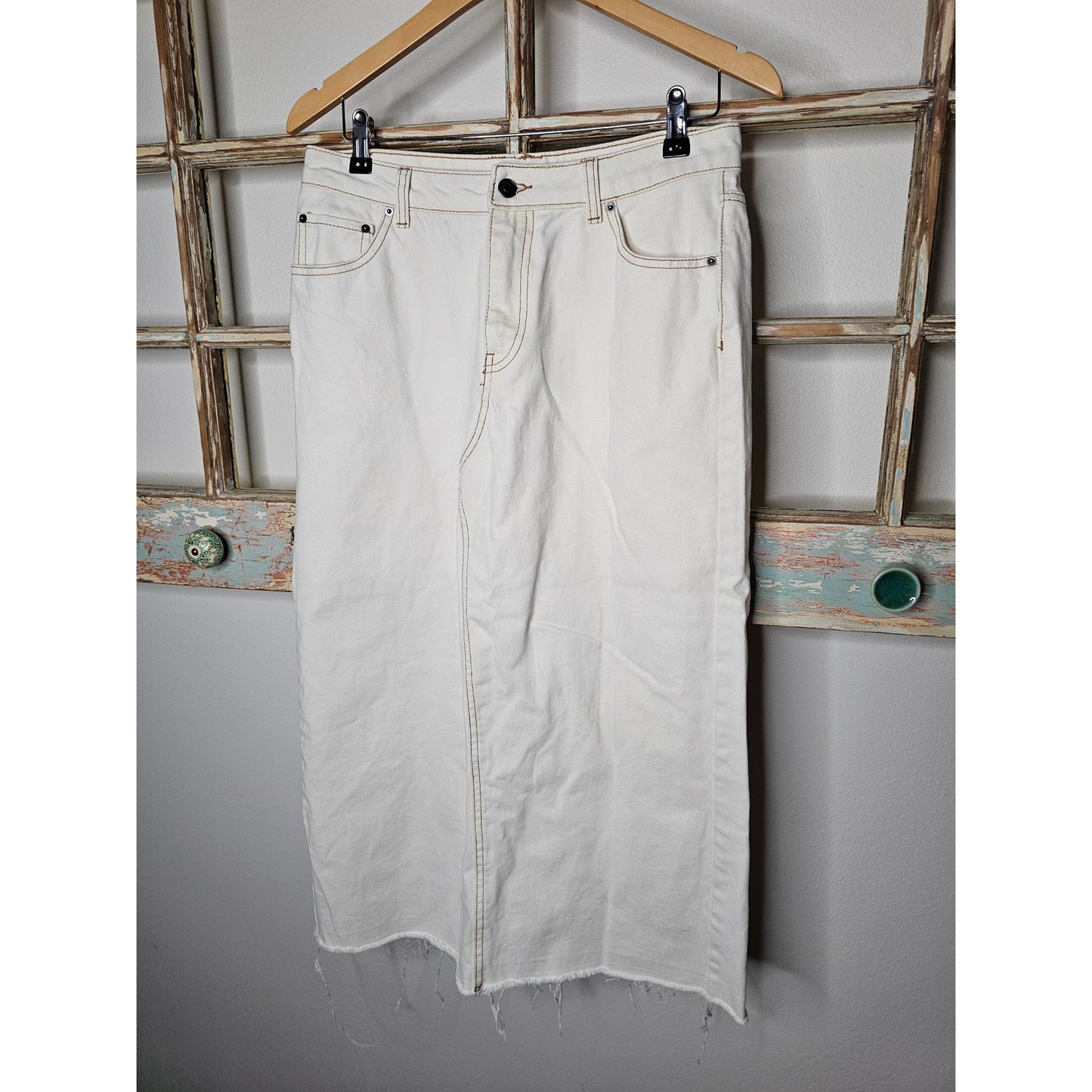Future Collective W/ Reese Blutstein Midi Denim Skirt Size 8