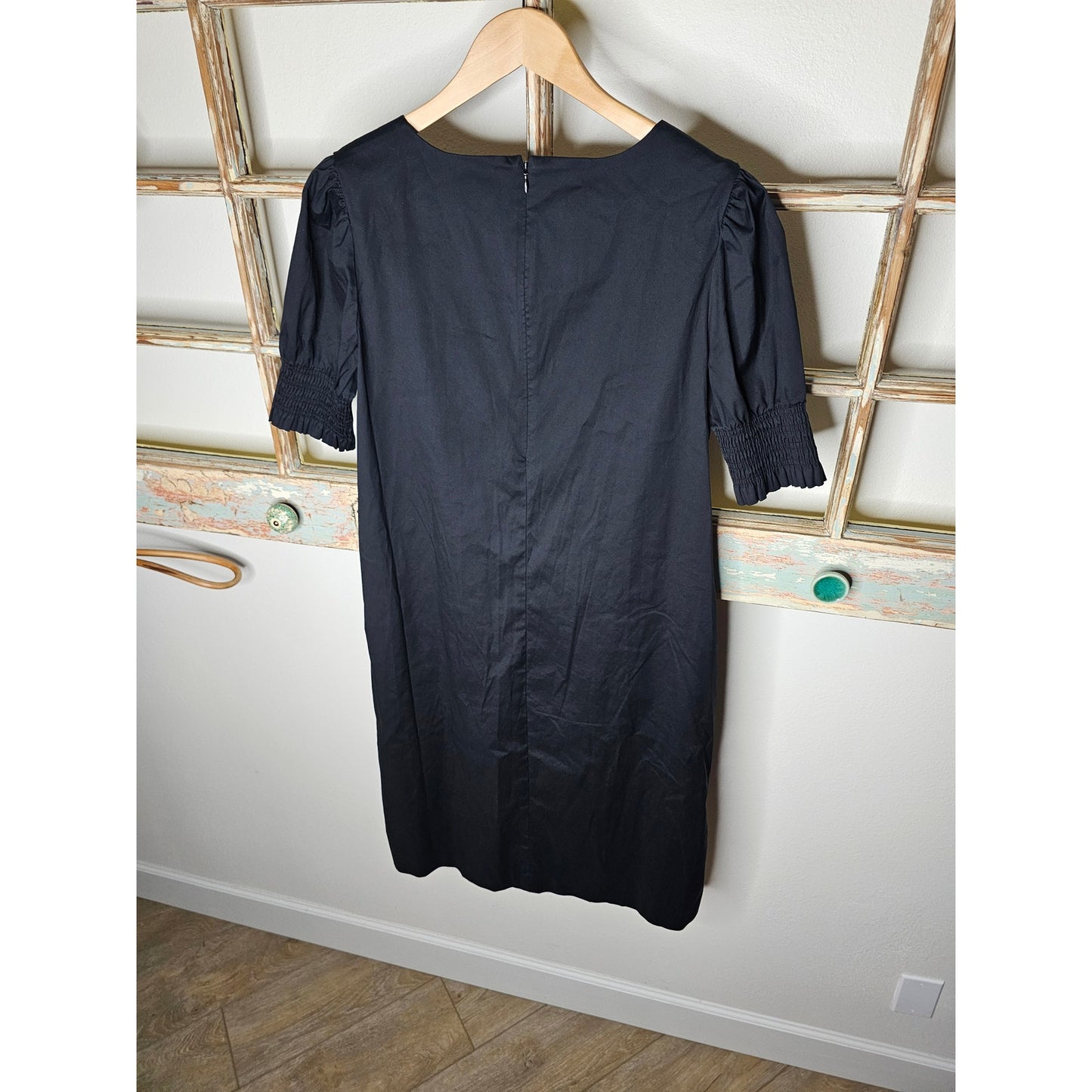 Chico's Black Short Sleeve Cotton Dress with Puff Sleeves size 1 / US size 8