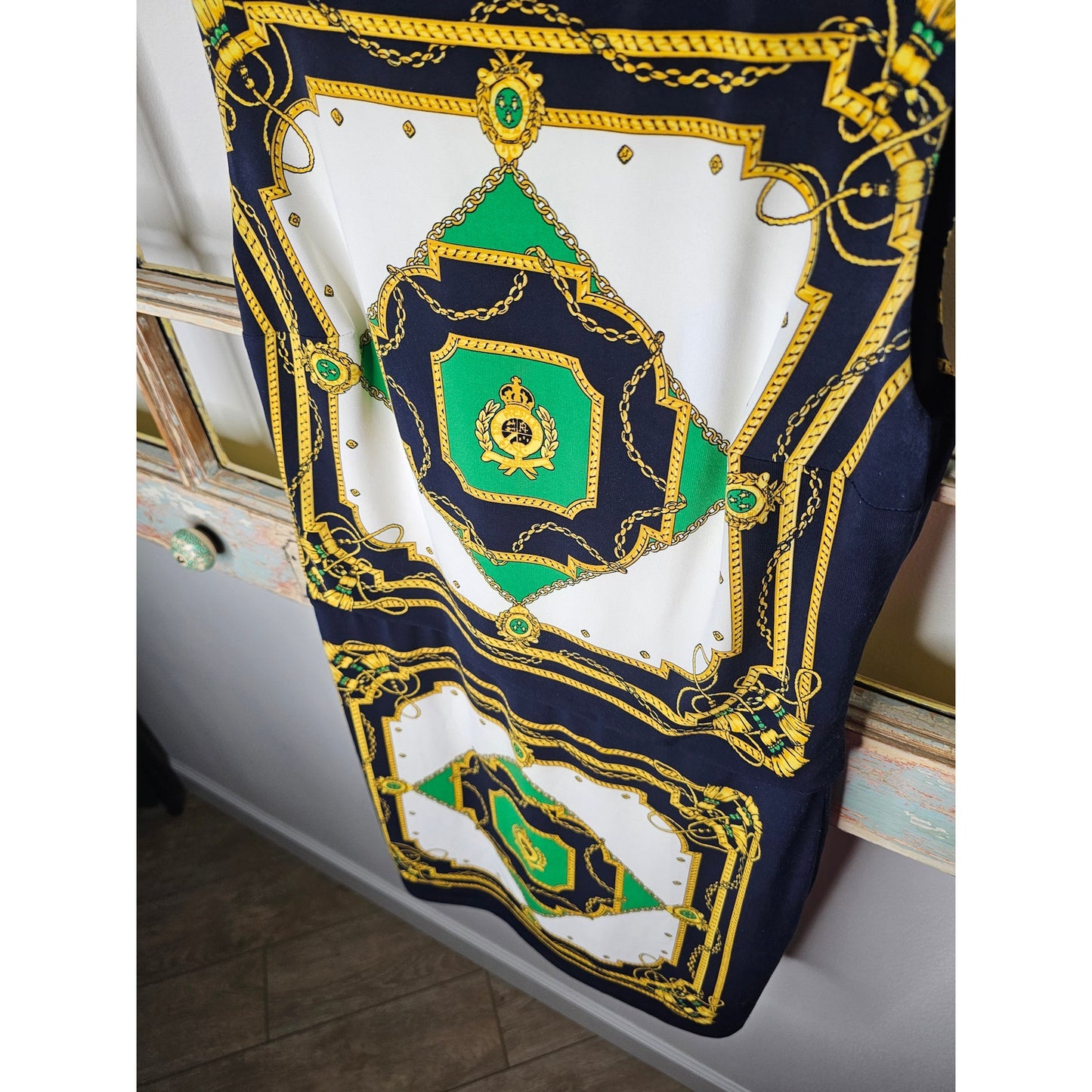 Ralph Lauren Equestrian Baroque Scarf Sleeveless Dress Ladies size 8P