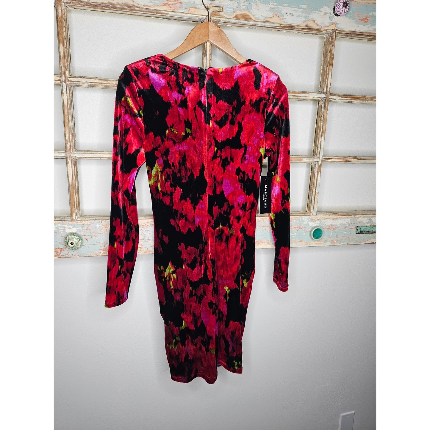 NWT Marciano Red Rhapsody Velour Dress Ladies Size Small
