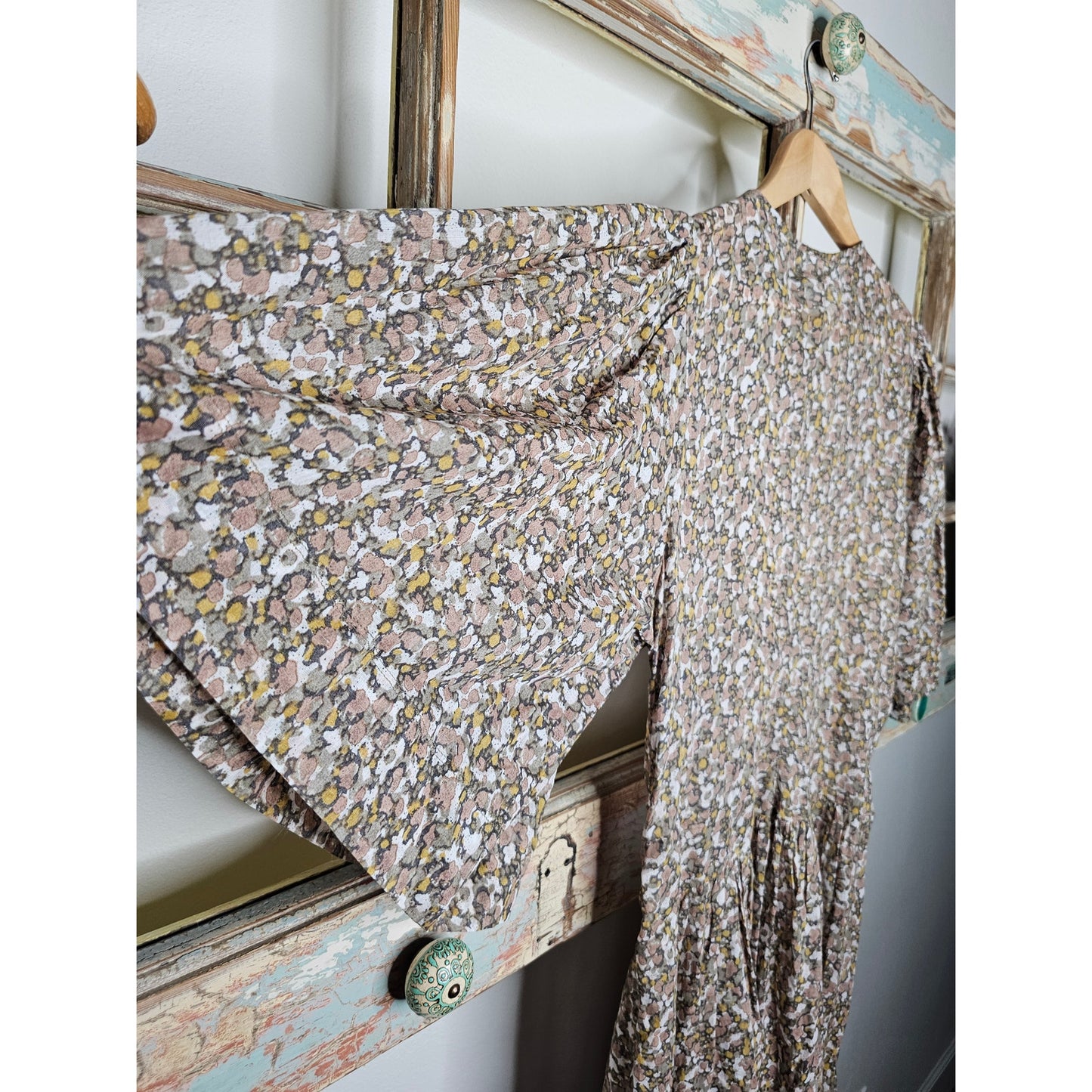 NWT Isabel Marant Etoile Women Lariji Khaki Floral Cotton Mini dress Size 42 / 10