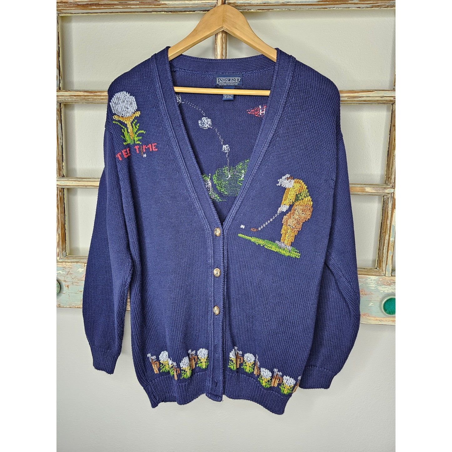 Vintage Lands End Golf Front Button Cardigan Ladies Size Small