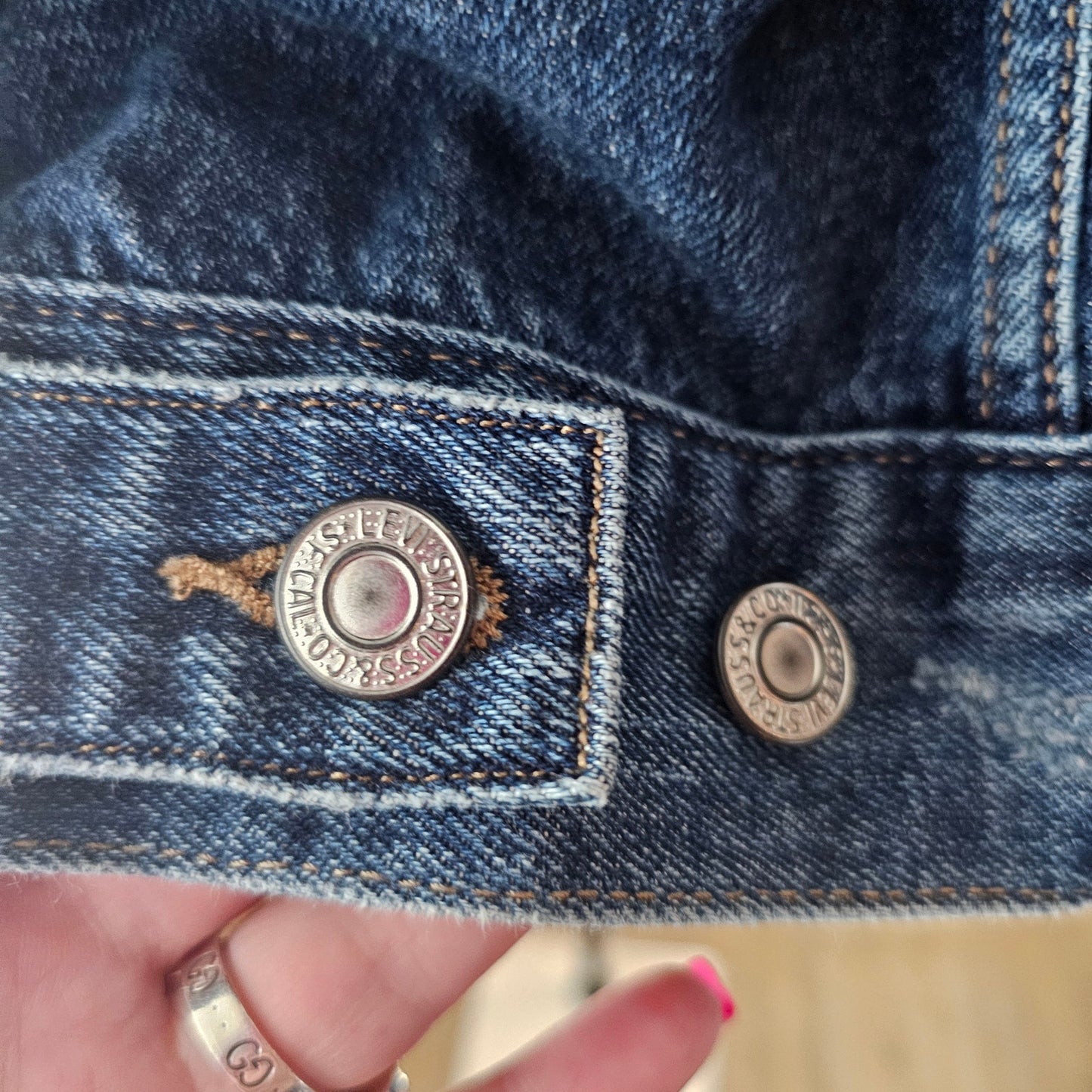 Levi Strauss & Co. Denim Jean Distressed Trucker Jacket Ladies Size XL