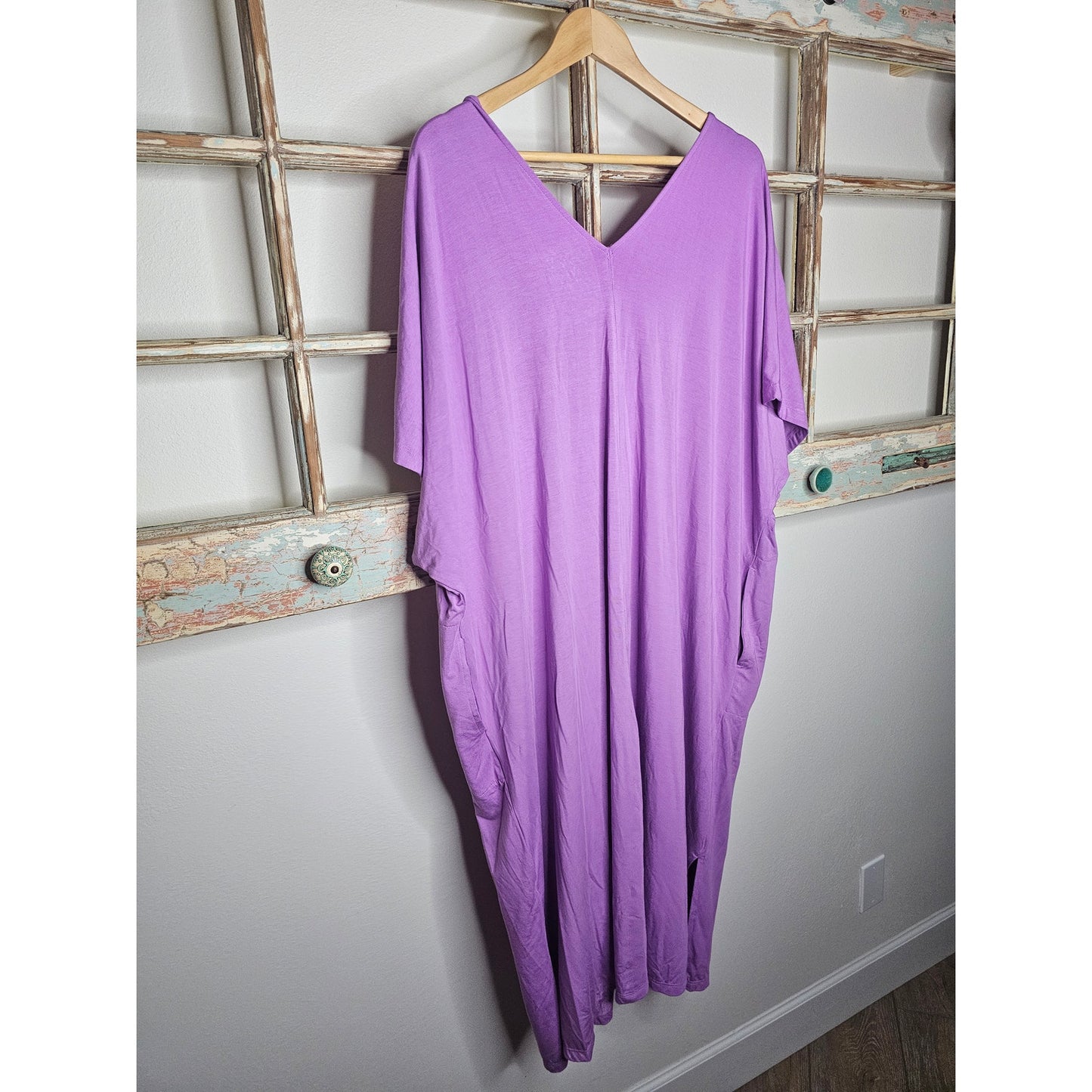 NWOT Ava & Viv Purple Kaftan Side Slits / Pockets Ladies size 2x
