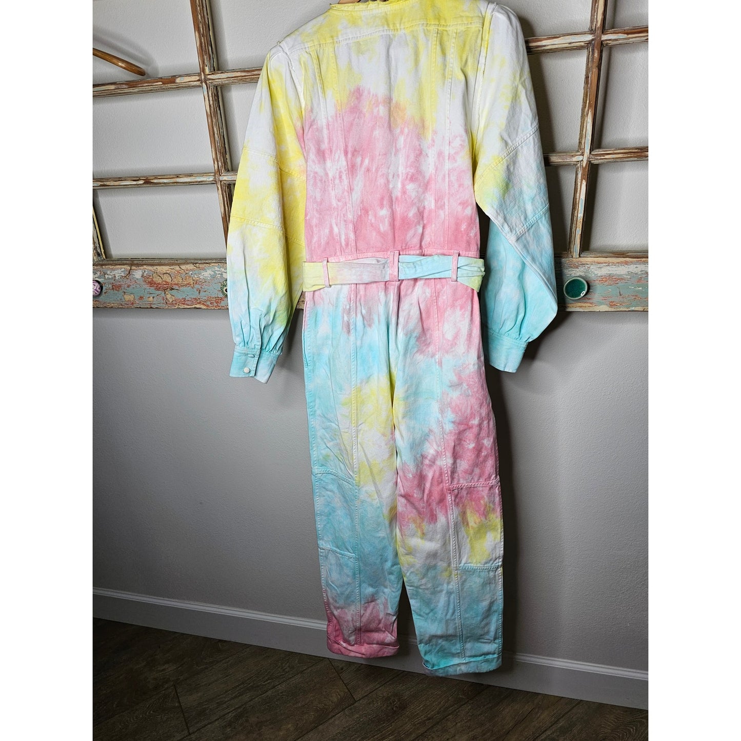 NWT Love Shack Fancy Paca Jumpsuit Rainbow Radial Tie Dye Size 6