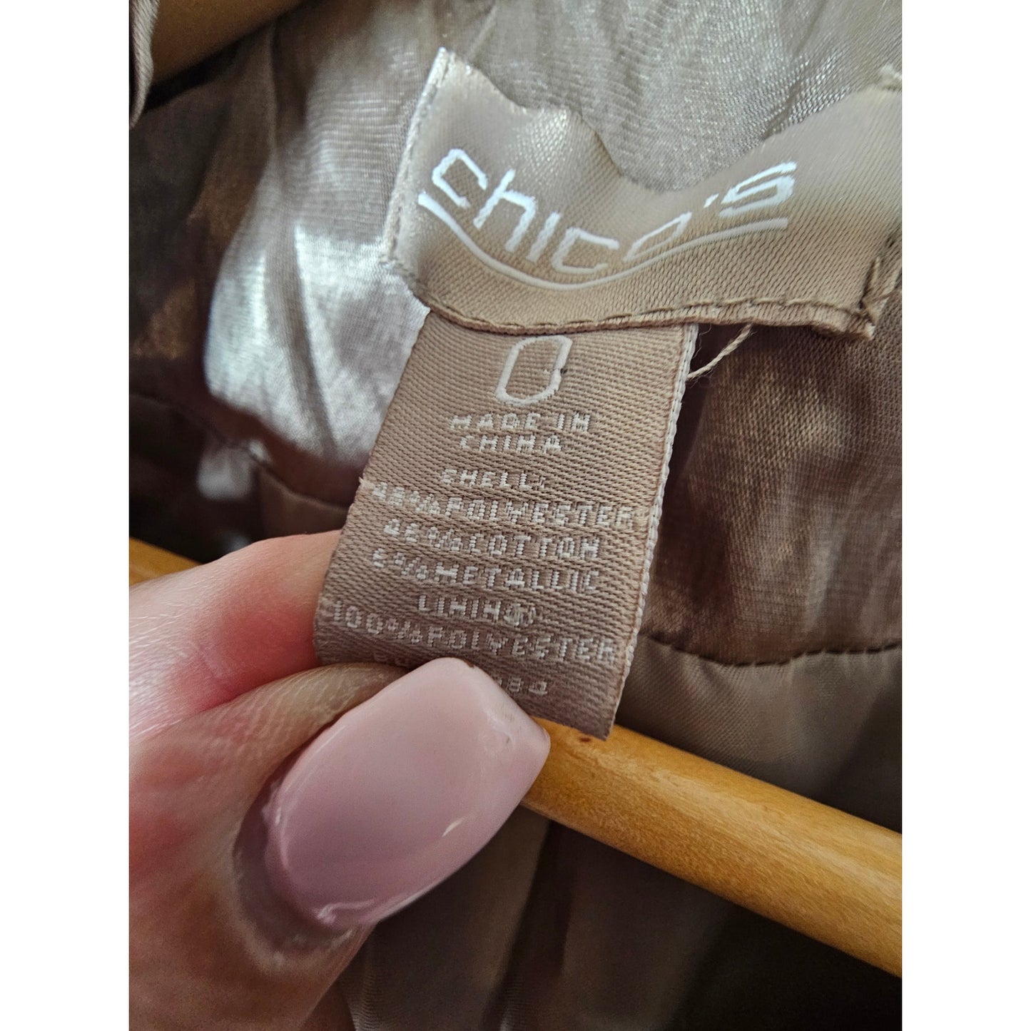 Chicos Metallic Ruched Lightweight Versatile Jacket Ladies size 0 / XS