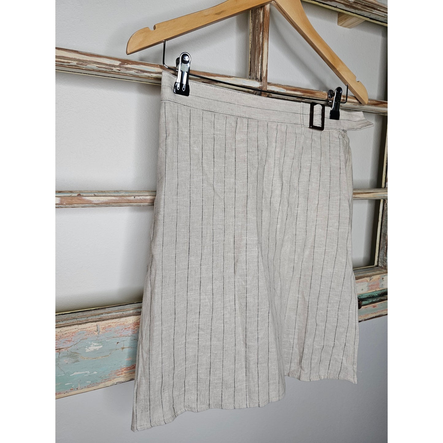 NWT Max Studio Linen Blend Lightweight Pinstripe Mini Skirt Size Small