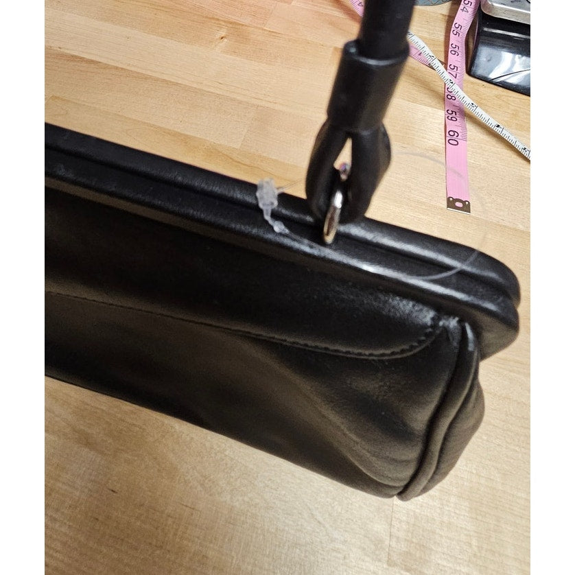 Vintage Black Leather Victoria Wieck Rectangular Handbag