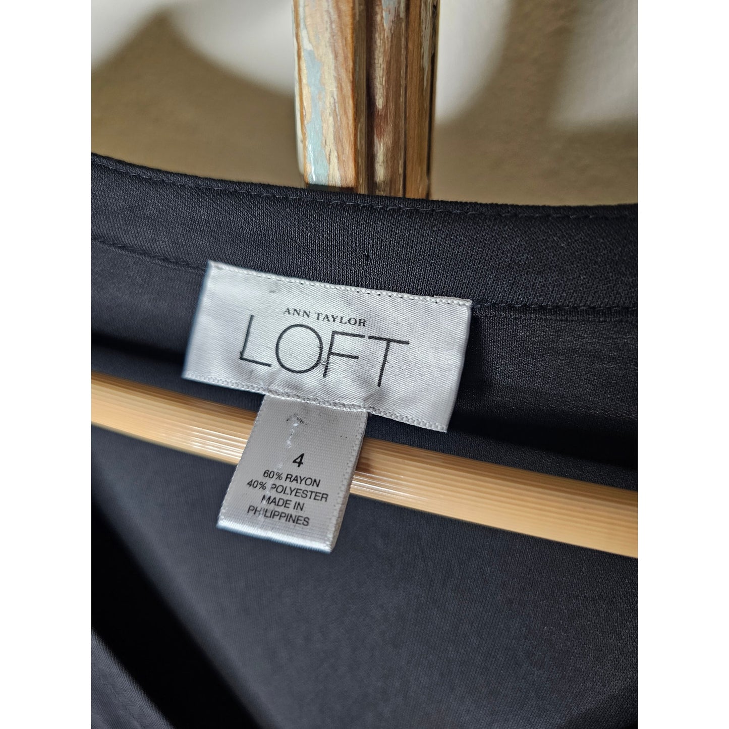 Loft Ann Taylor Black Short Sleeve Straight Dress Ladies Size 4