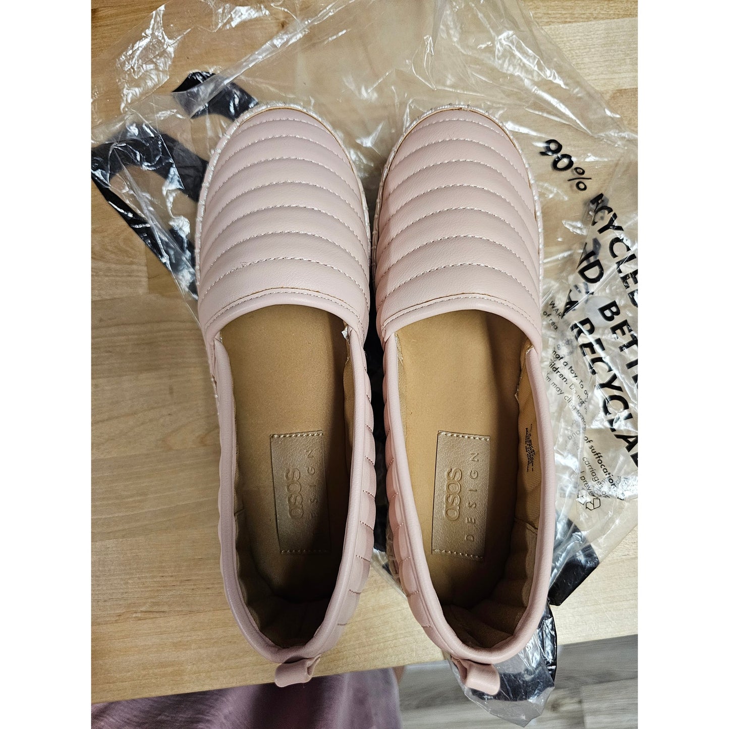 NWT ASOS Design Jack Quilted Flatform Pink Espadrilles Womens Size 8