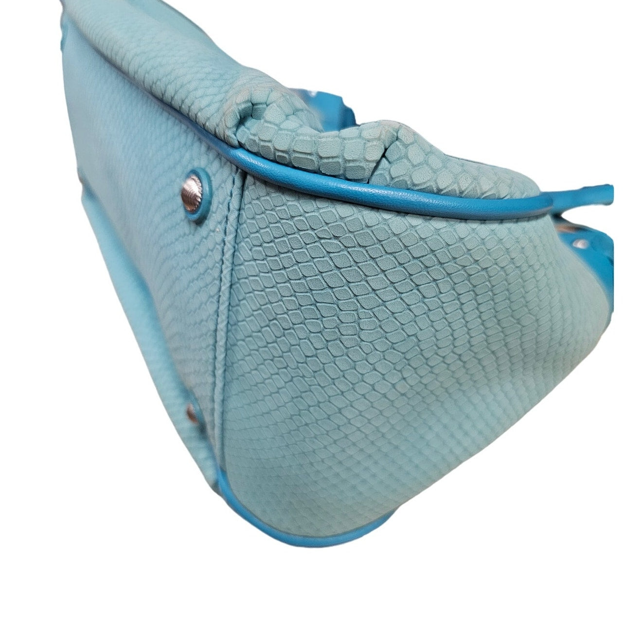 Judith Ripka Turquoise Suede Snakeskin leather Hoho Shoulder Bag Purse wi/ Dust bag