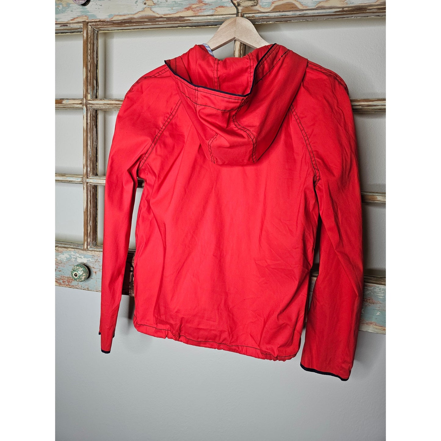 Tommy Hilfiger Red/ Blue Zip Front Hooded Jacket ladies size Small