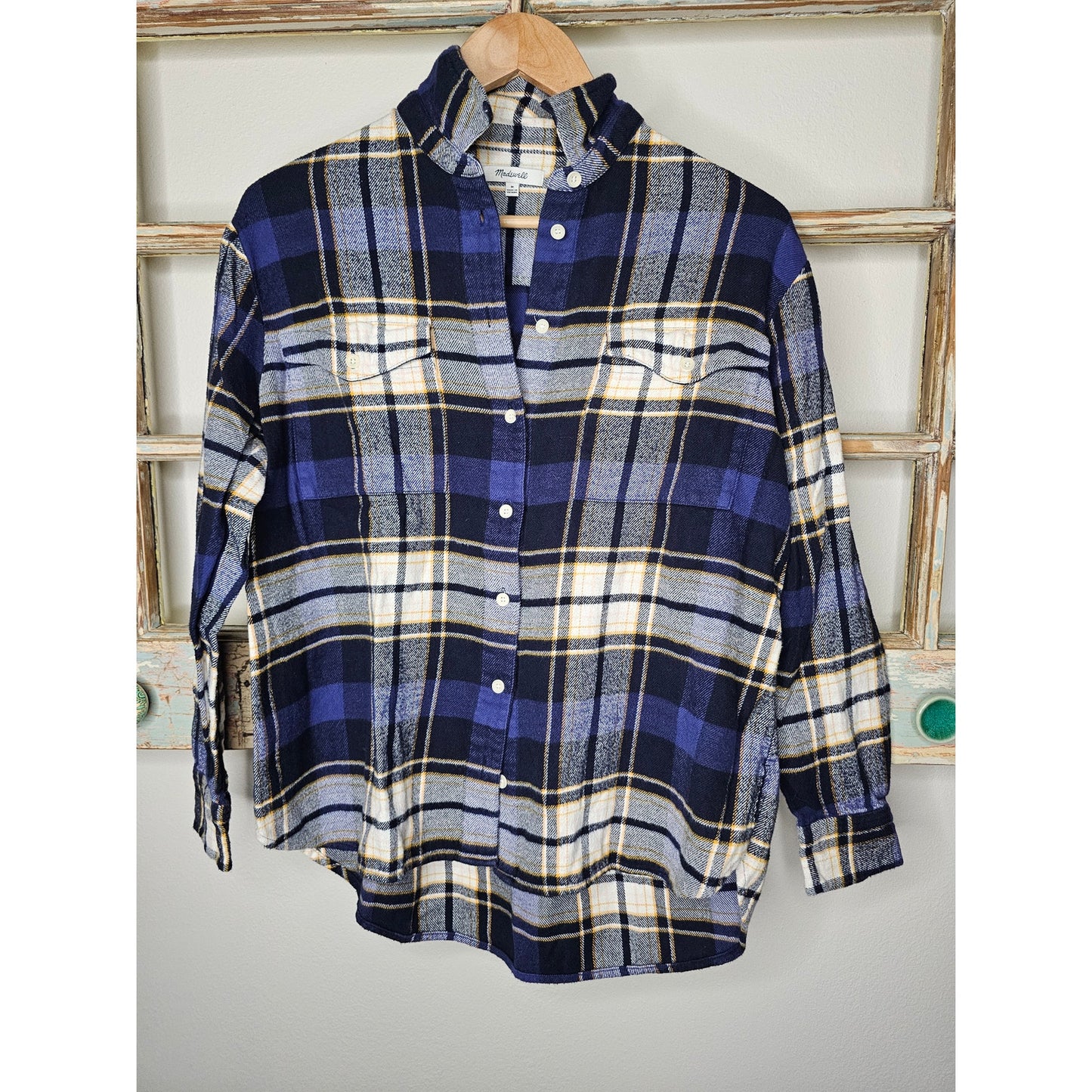 Madewell Plaid Flannel Long sleeve Button Up Shirt Size Medium
