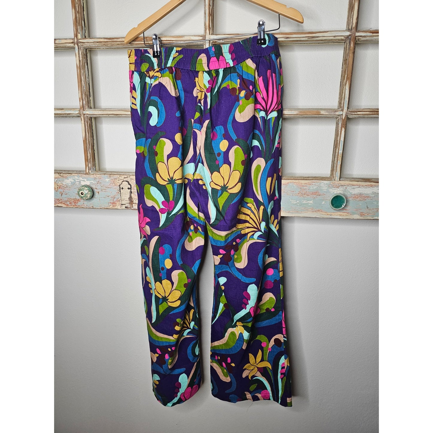 INC International Concepts Retro Mod Print Wide Leg Pants size 10