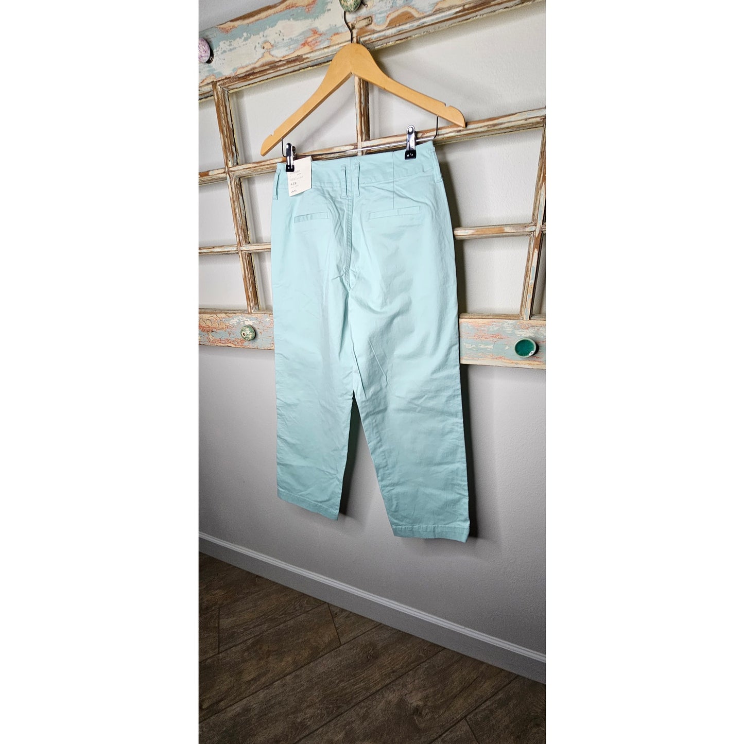 NWT Cotton High Rise Straight Hip/Thigh Pants Muted Blue Size 4
