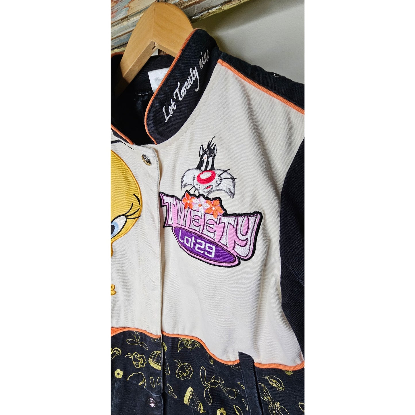 Looney Tunes Tweety Bird Sylvester Embroidered Racing Lot29 Youth large Jacket