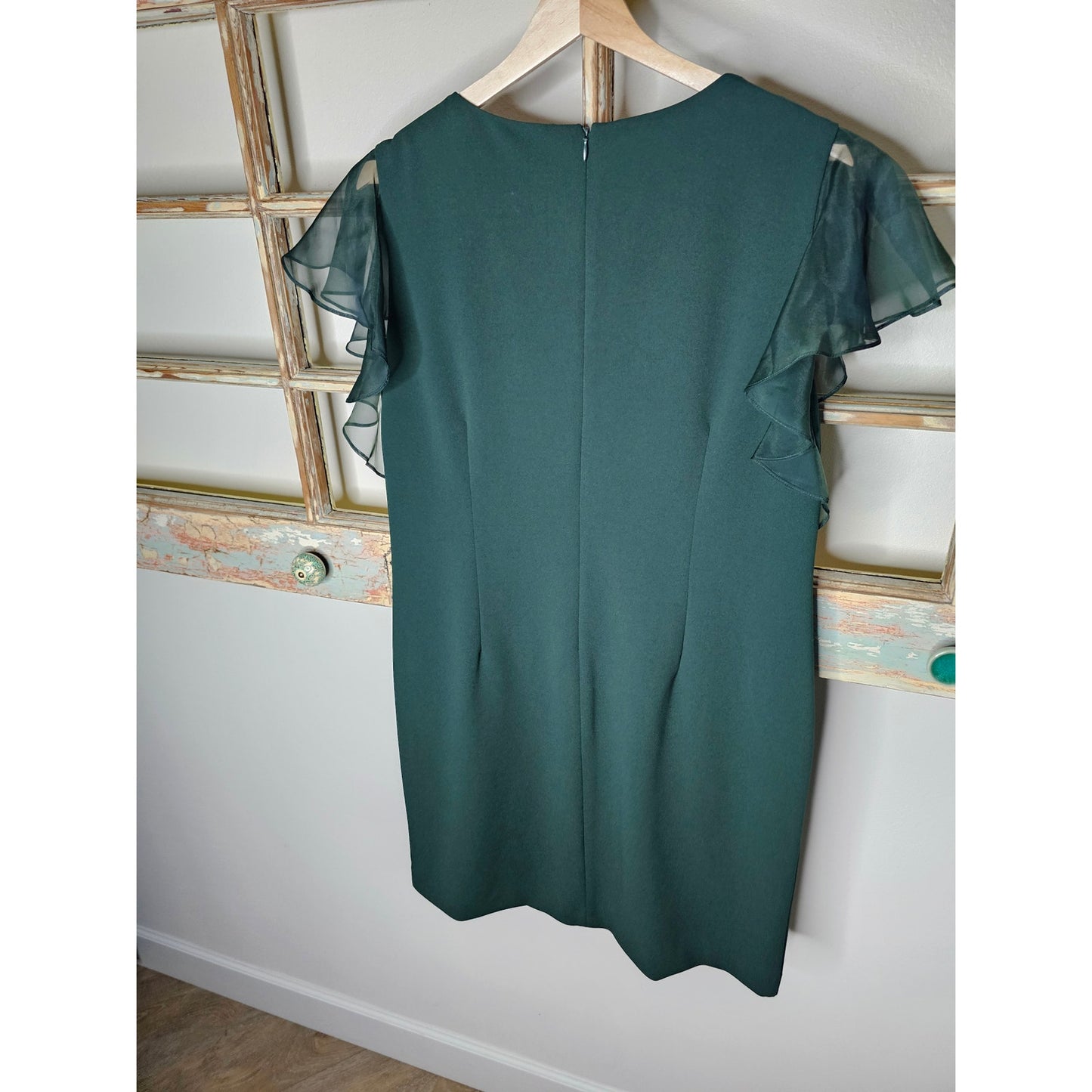NWT Ralph Lauren Green Ruffled Sleeve Dress size 16