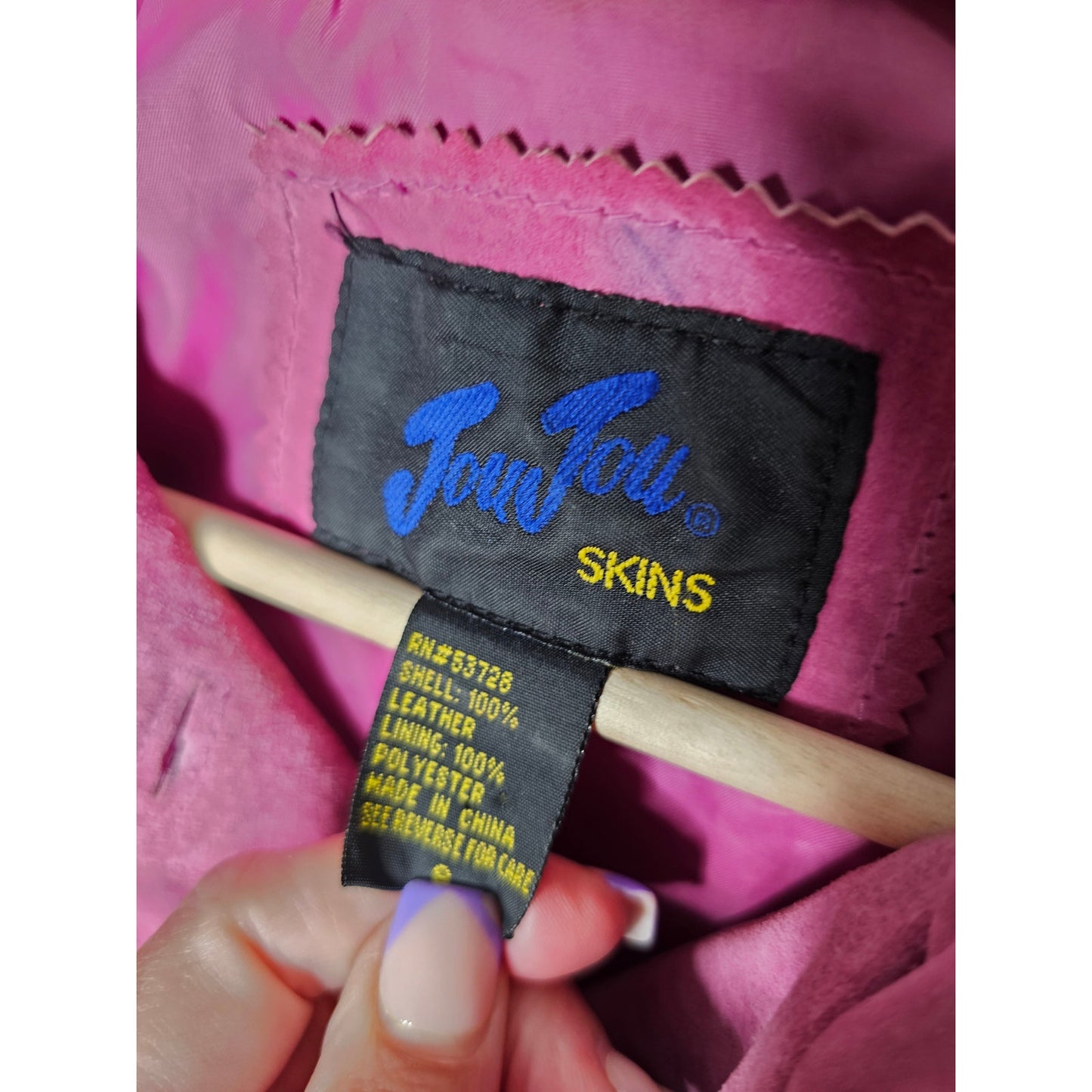 Vintage Jou Jou Pink Suede Button Up Jacket Whip Stitch Trims Size Xmall