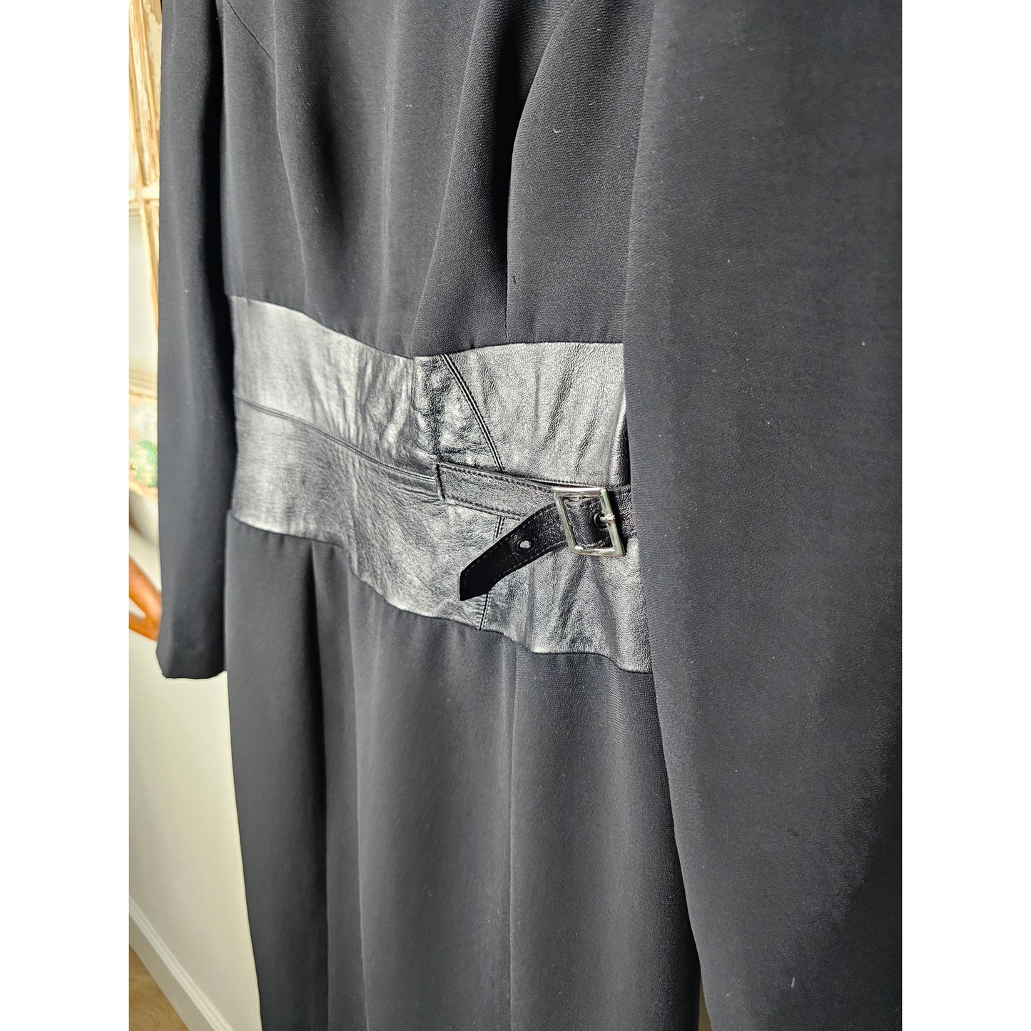 Vintage Shani Black Dress with Leather Midsection Ladies size 4