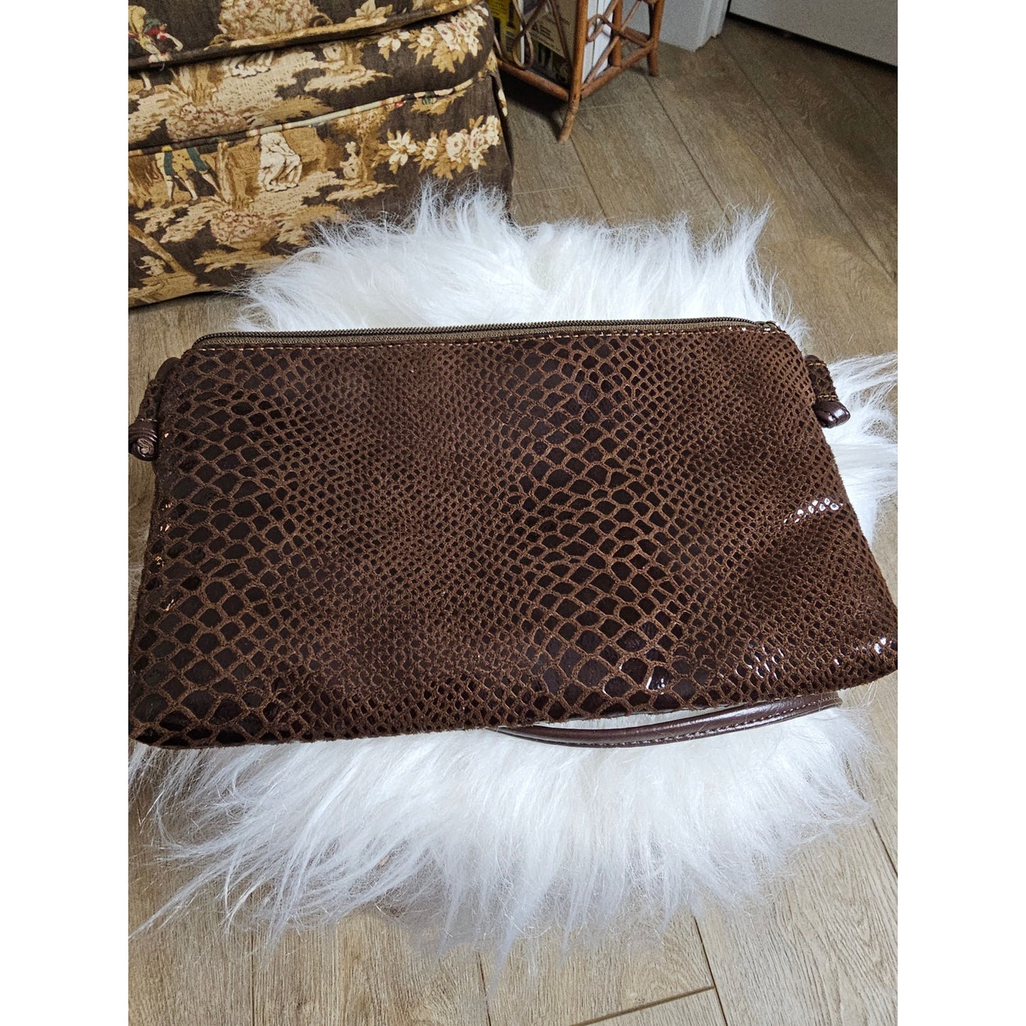 Vintage Bags By Pinky Brown Leather Clutch or Shoulder bag
