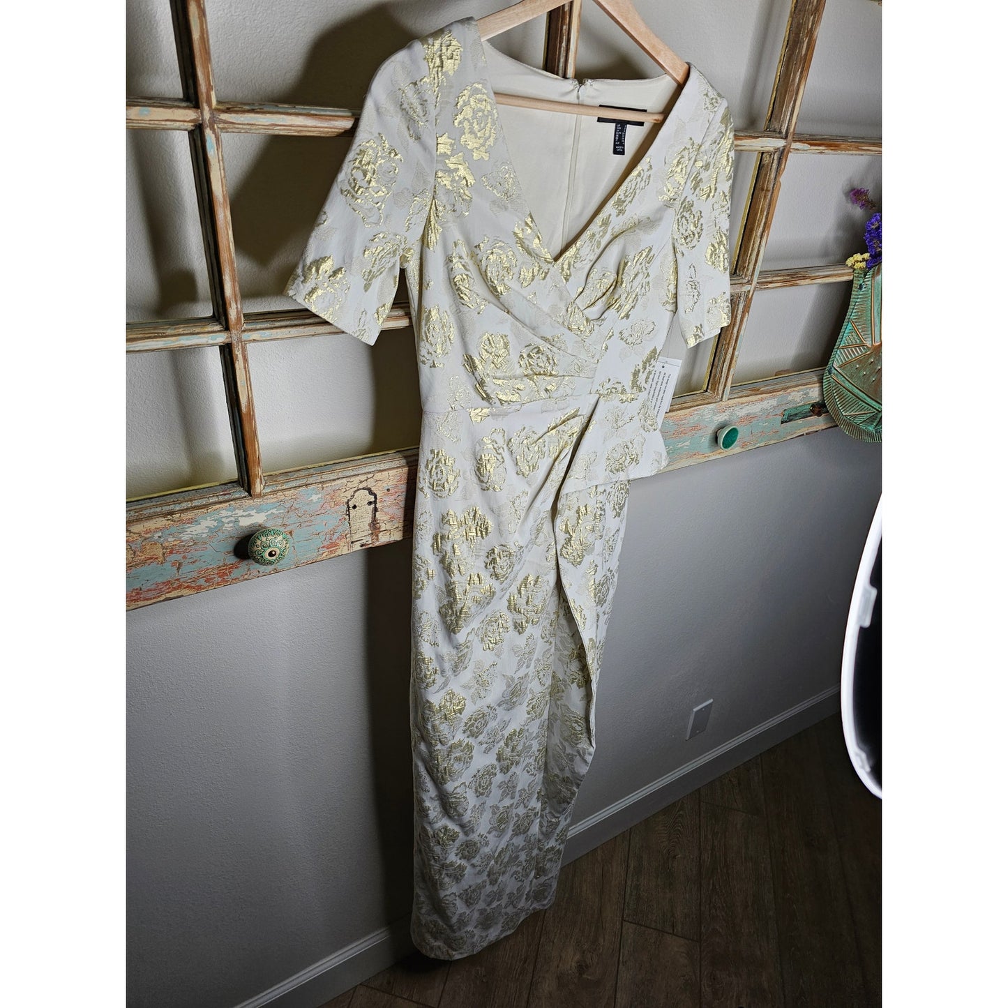 NWT Aidan Mattox Draped Jacquard column Gown Dressladies size 6