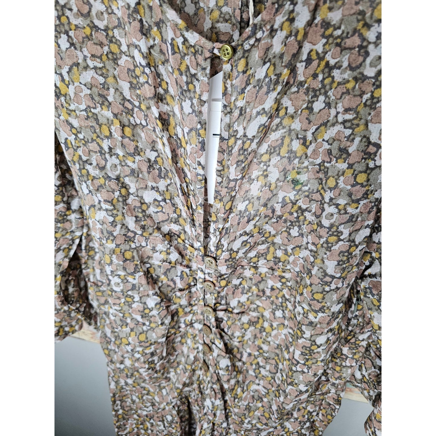 NWT Isabel Marant Etoile Women Lariji Khaki Floral Cotton Mini dress Size 42 / 10